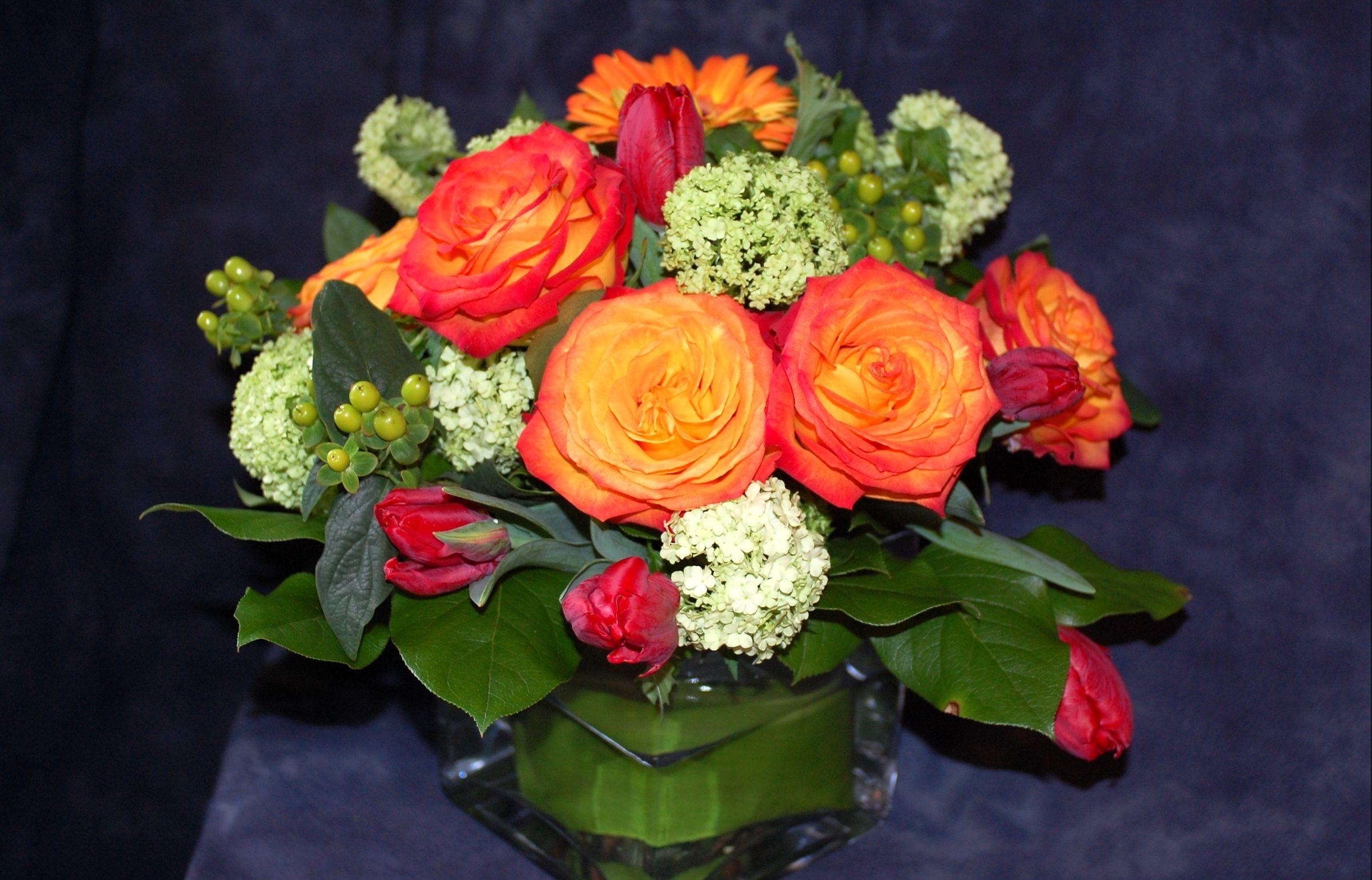 Download mobile wallpaper Greens, Bouquet, Flowers, Composition, Roses for free.
