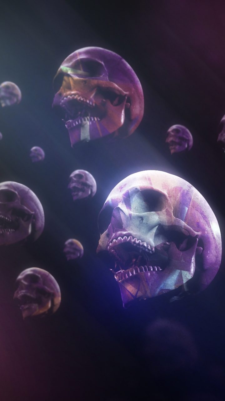 Mobile wallpaper Halloween Dark 3D Skull Psychedelic Cgi Trippy  1218481 download the picture for free