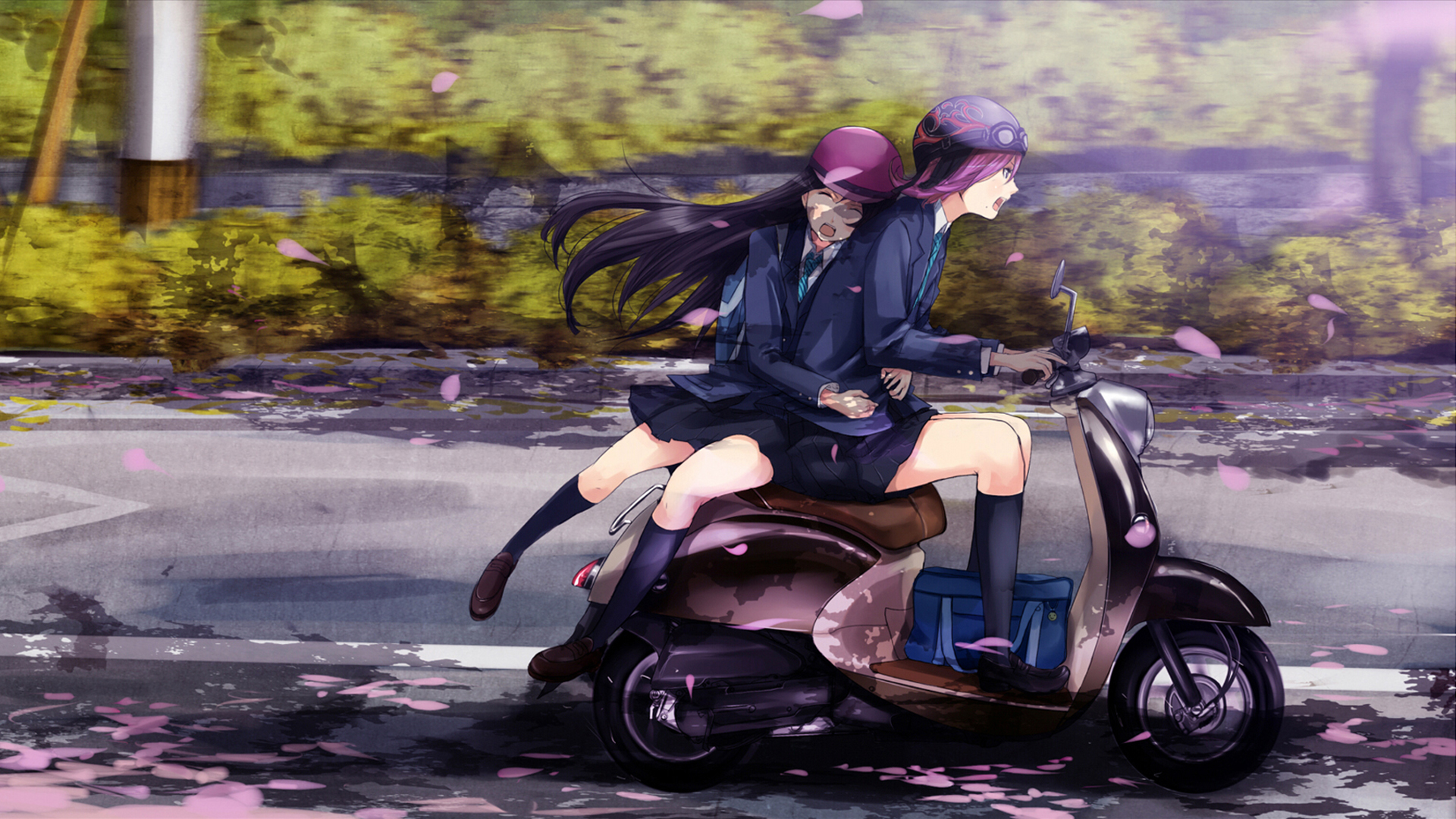 Девушка на мотоцикле аниме