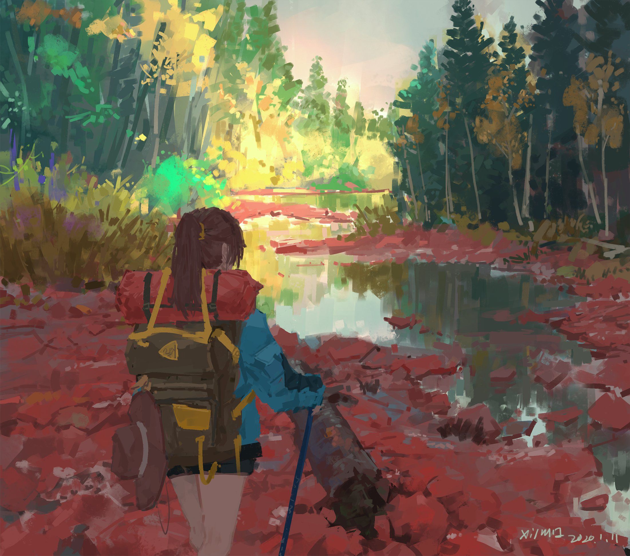 Download River Anime Landscape Wallpaper | Wallpapers.com