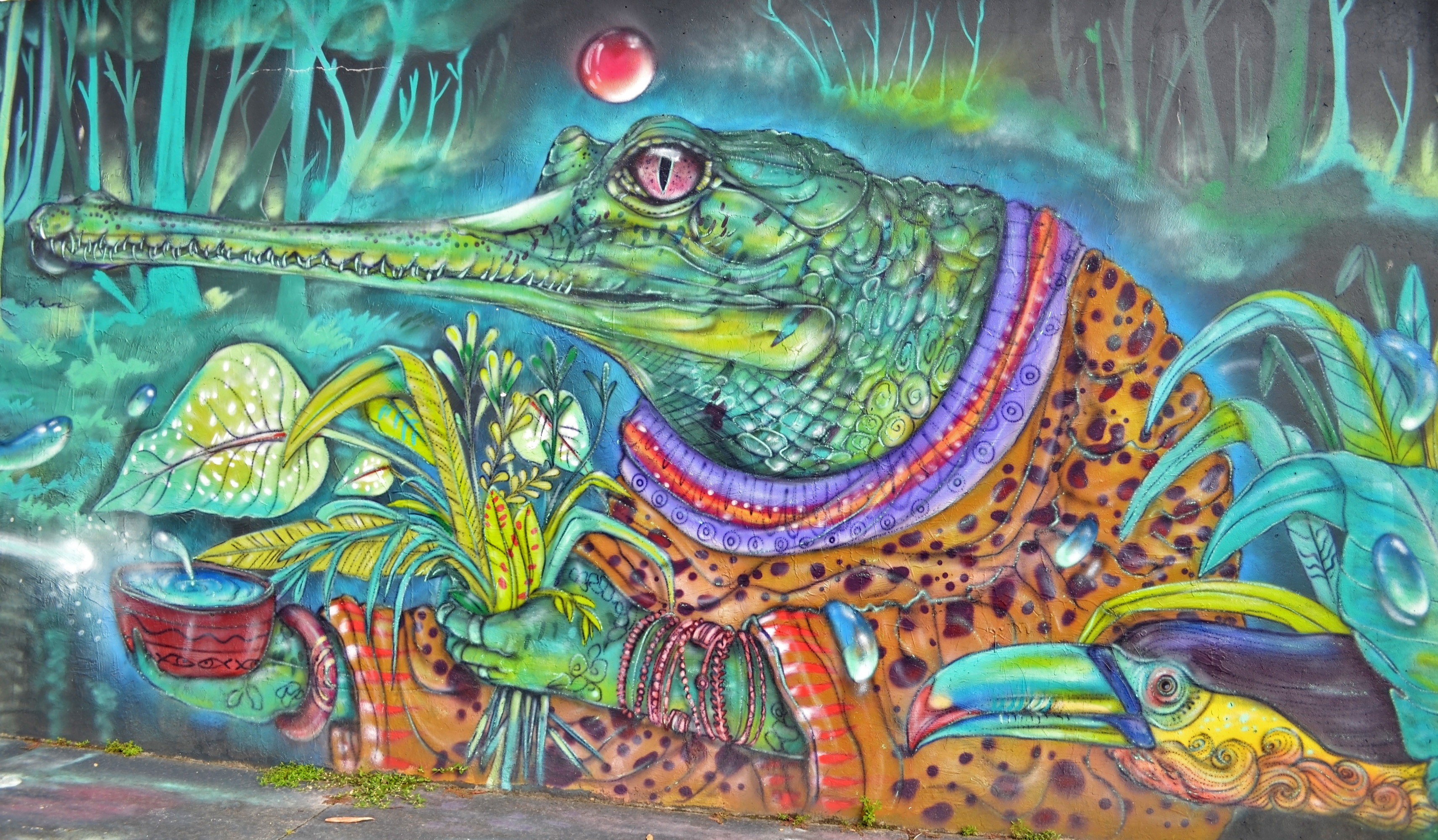 artistic, graffiti, alligator, urban art