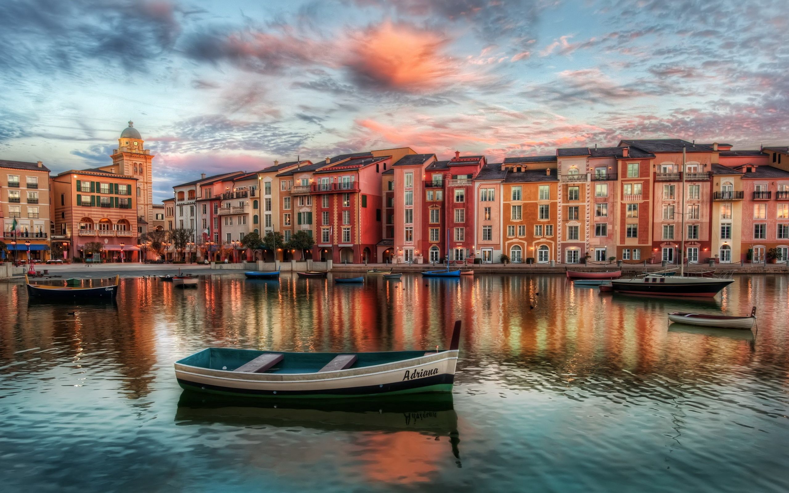 Laden Sie das Abend, Ein Boot, Orlando, Gebäude, Boot, Hdr, Florida, Städte-Bild kostenlos auf Ihren PC-Desktop herunter
