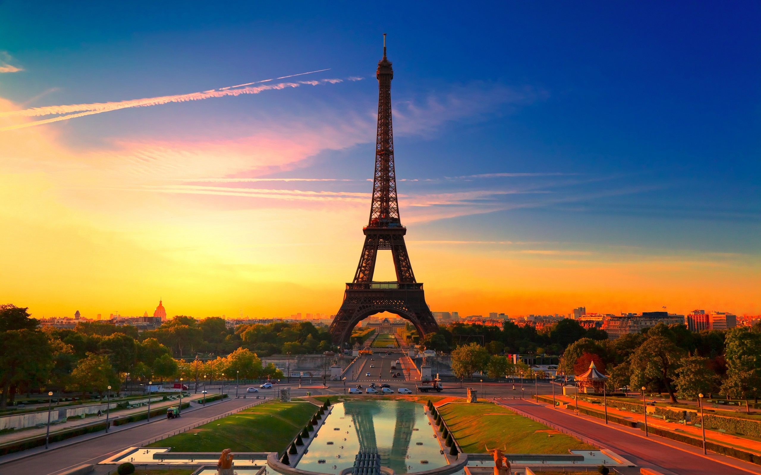 landscape, eiffel tower, paris, cities, architecture Free Stock Photo