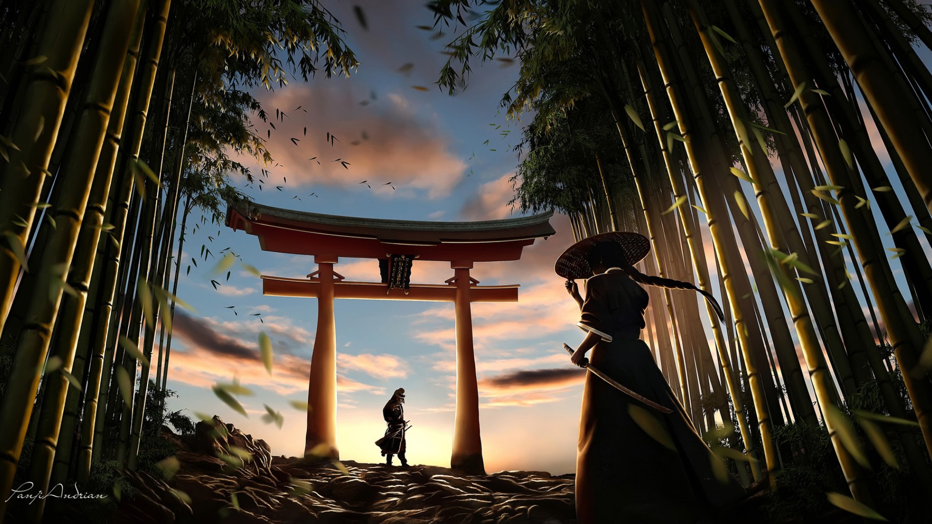 997821 baixar papel de parede fantasia, samurai, céu, torii, guerreiro - protetores de tela e imagens gratuitamente