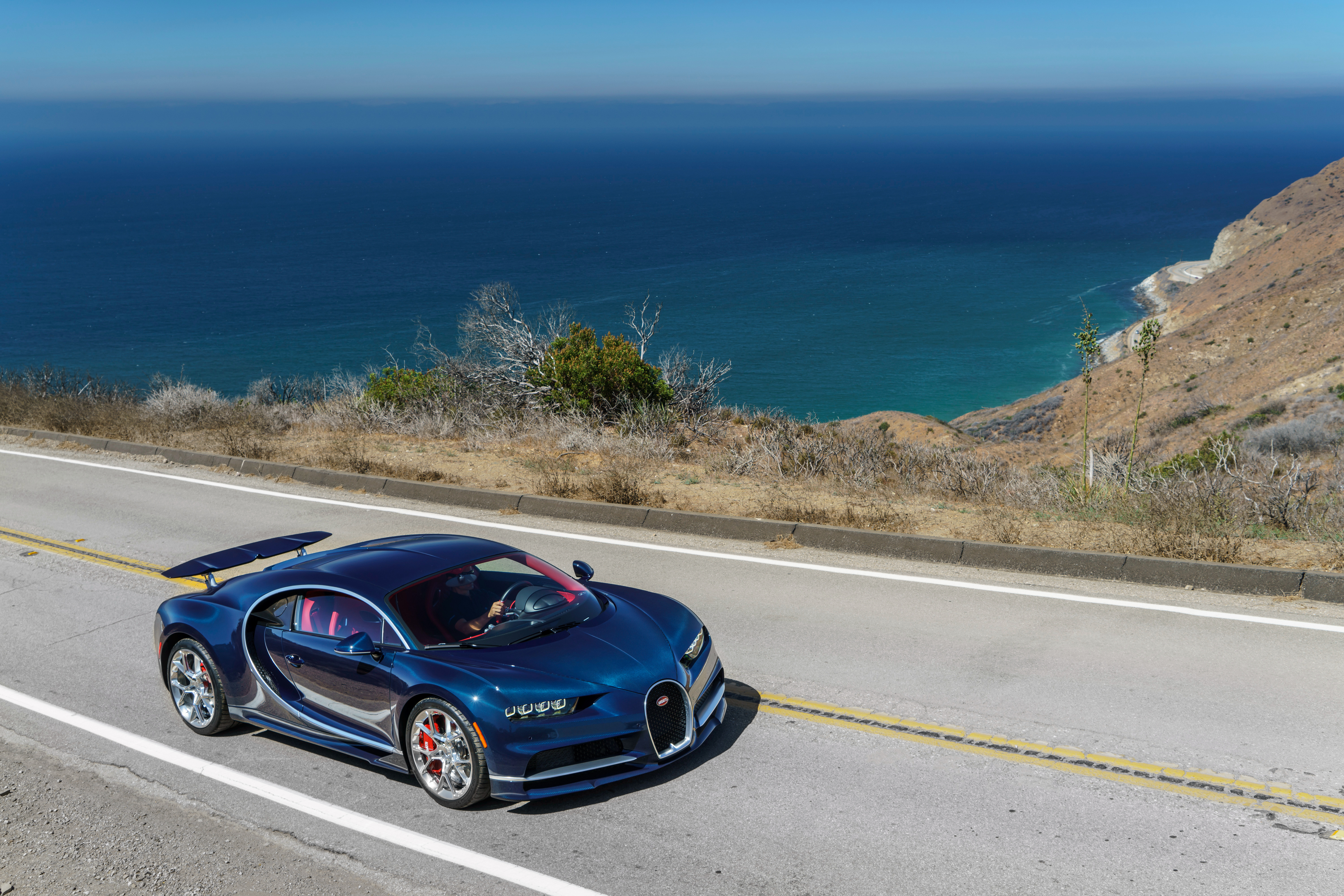 Full HD Wallpaper bugatti, cars, blue, side view, chiron
