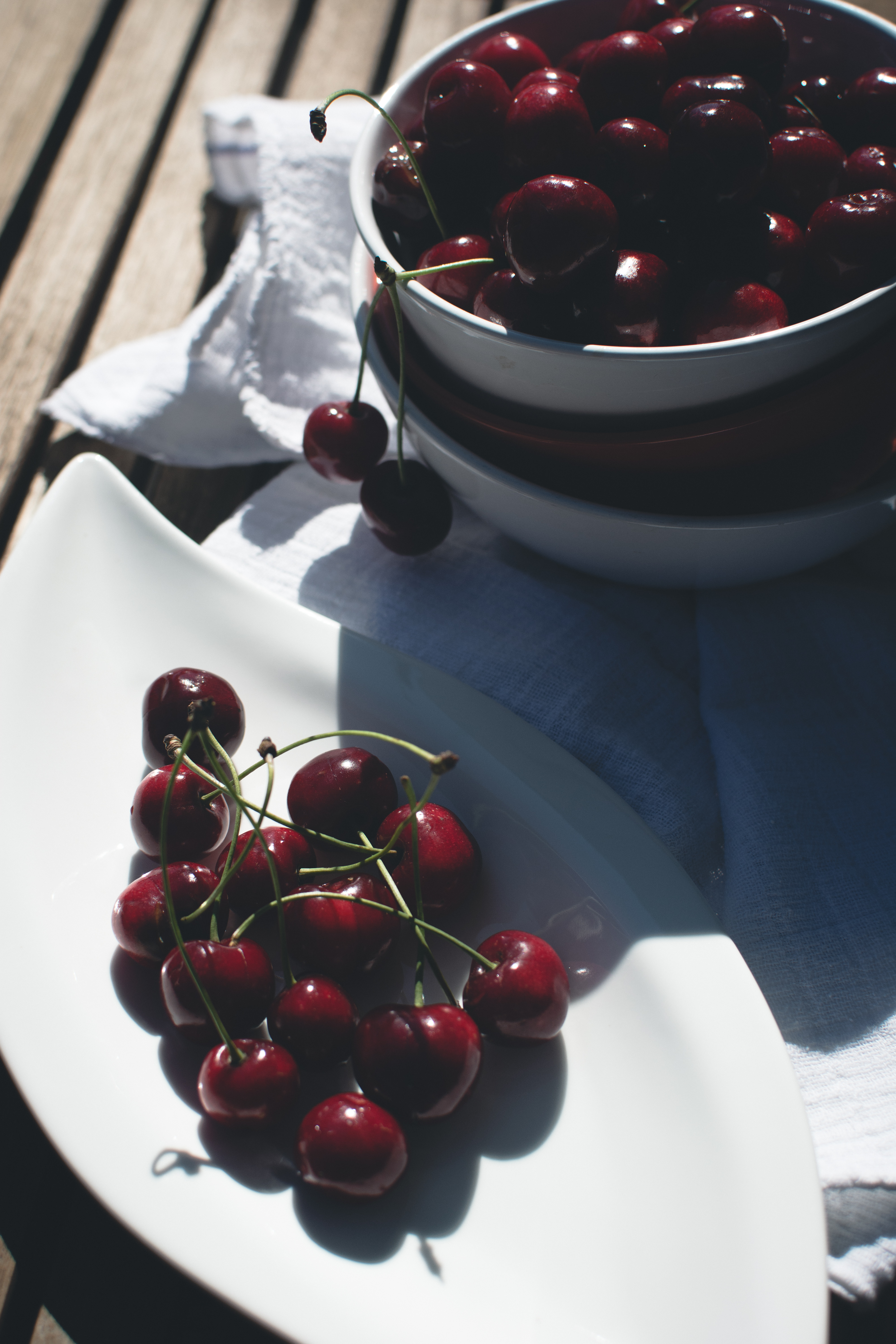 sweet cherry, food, cherry, summer, berries, plate 1080p