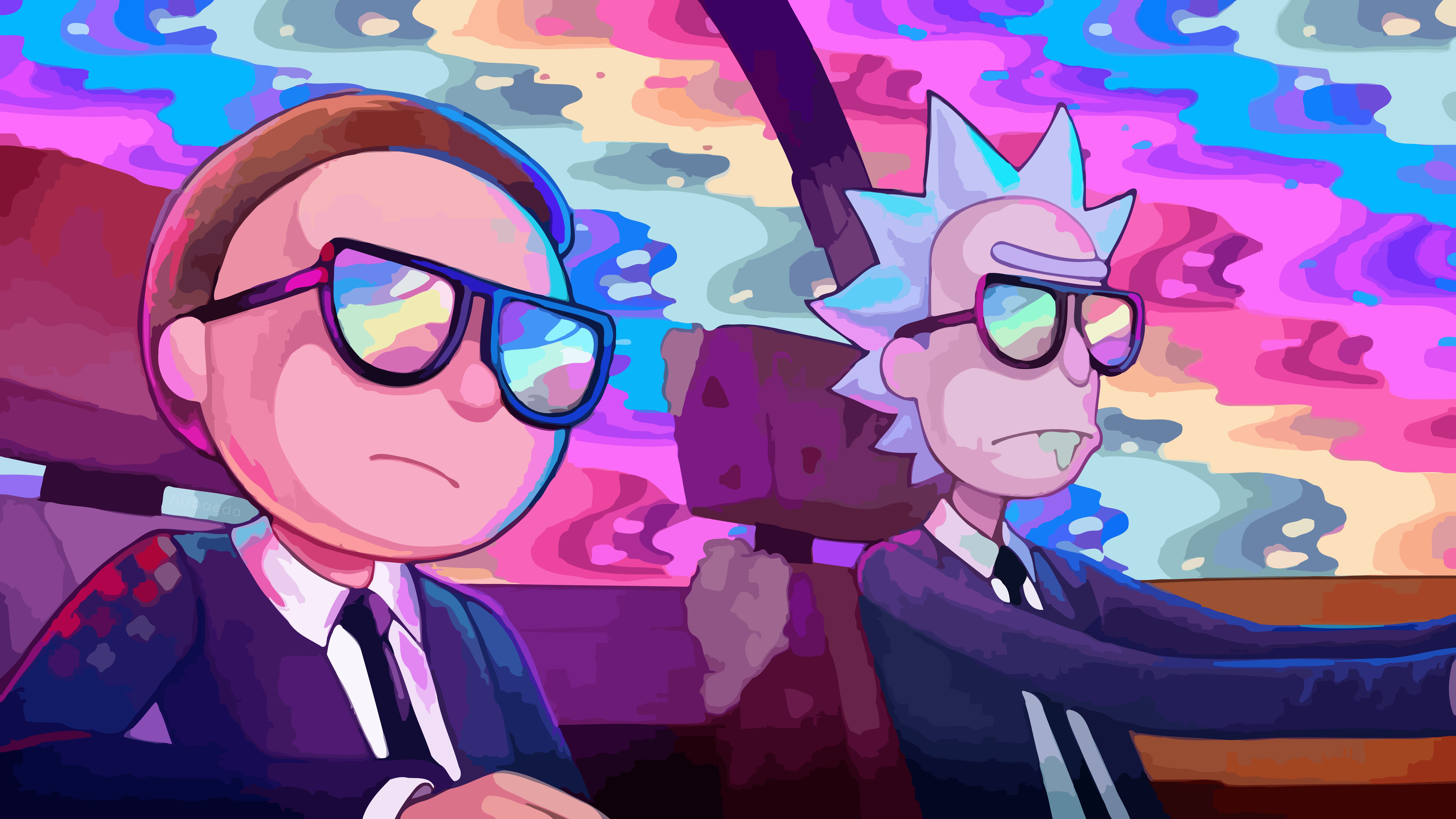 rick and morty, rick sanchez, run the jewels, tv show, morty smith, glasses Free Stock Photo