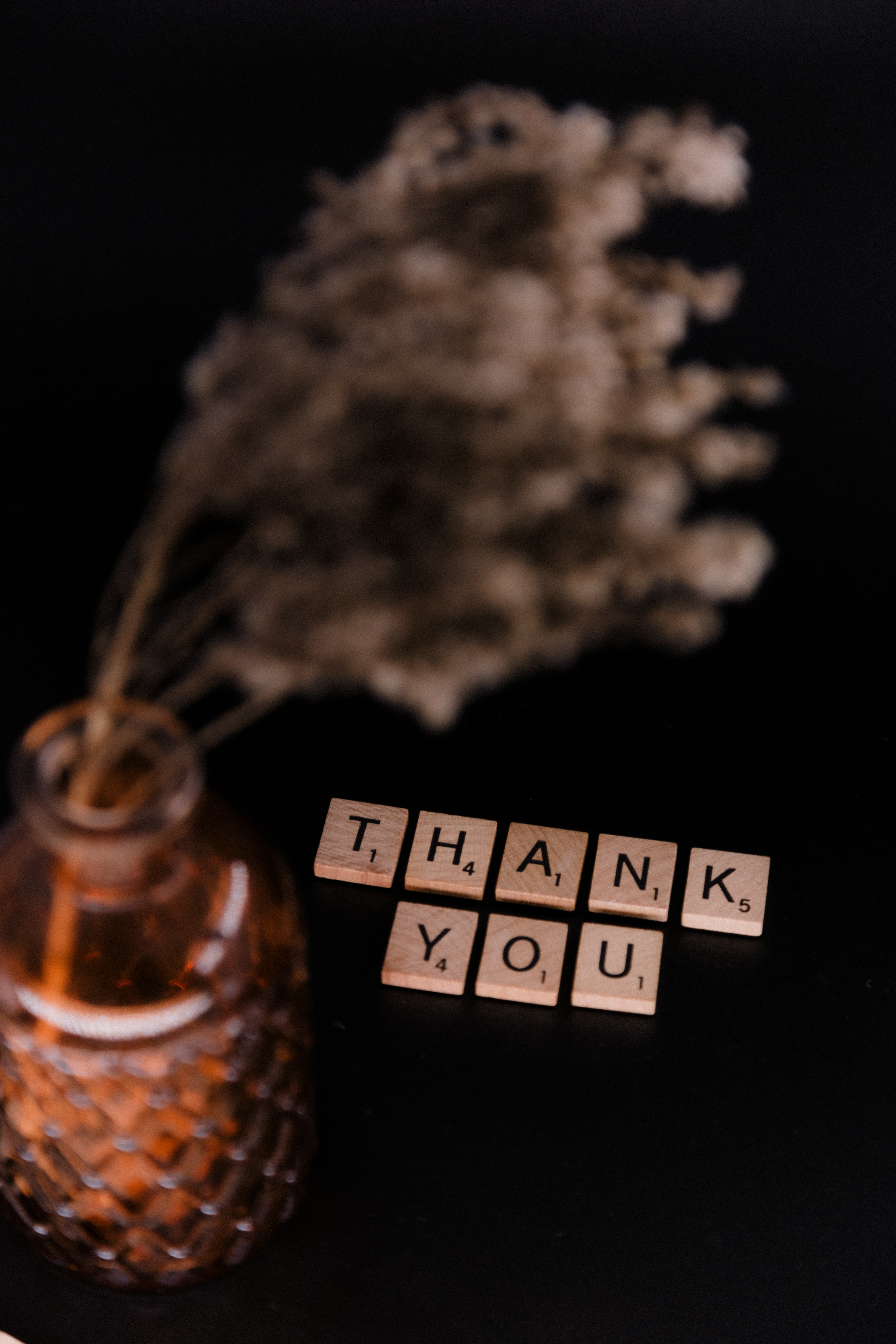 thank you, black, words, inscription, vase