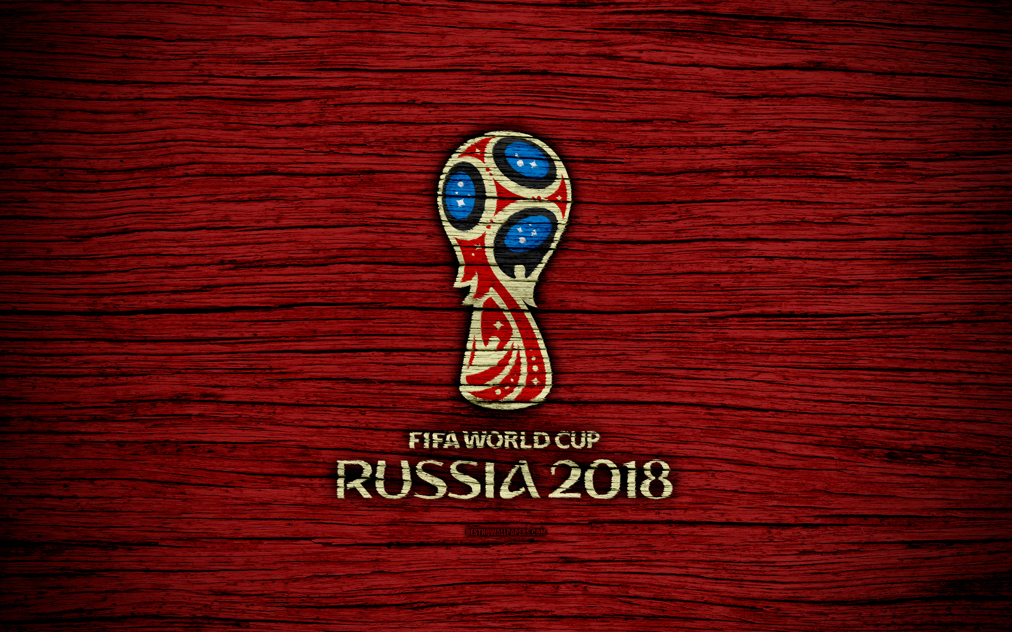 sports, 2018 fifa world cup, fifa, logo, soccer, wooden, world cup Panoramic Wallpaper