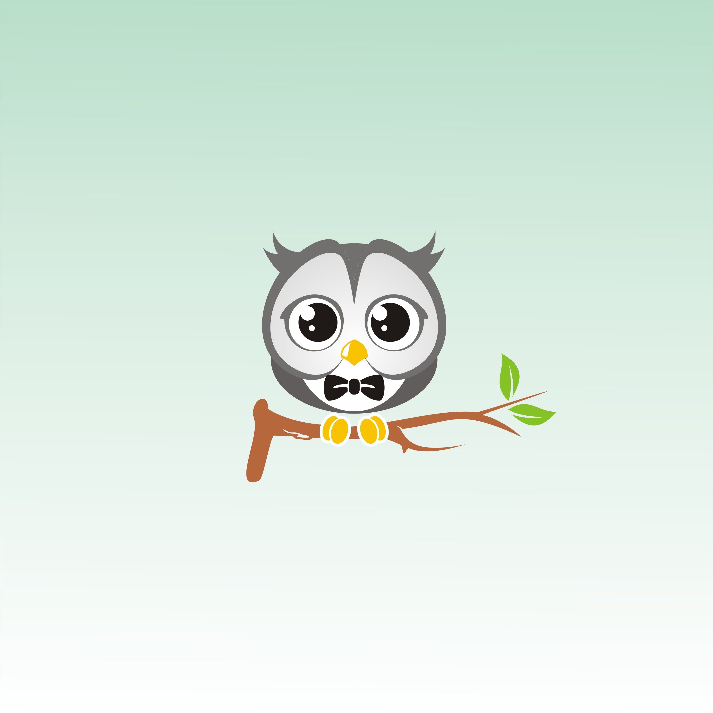 Download mobile wallpaper Bow Tie, Butterfly Tie, Owl, Branch, Art, Vector for free.