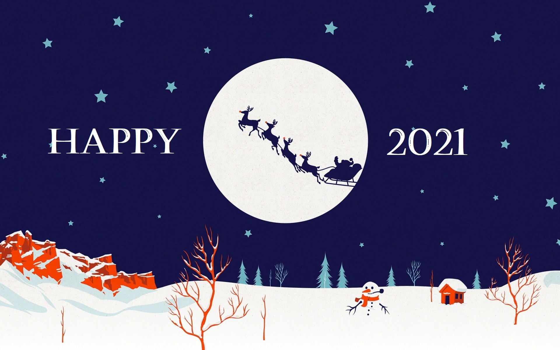 Download PC Wallpaper holiday, new year 2021, santa, sled