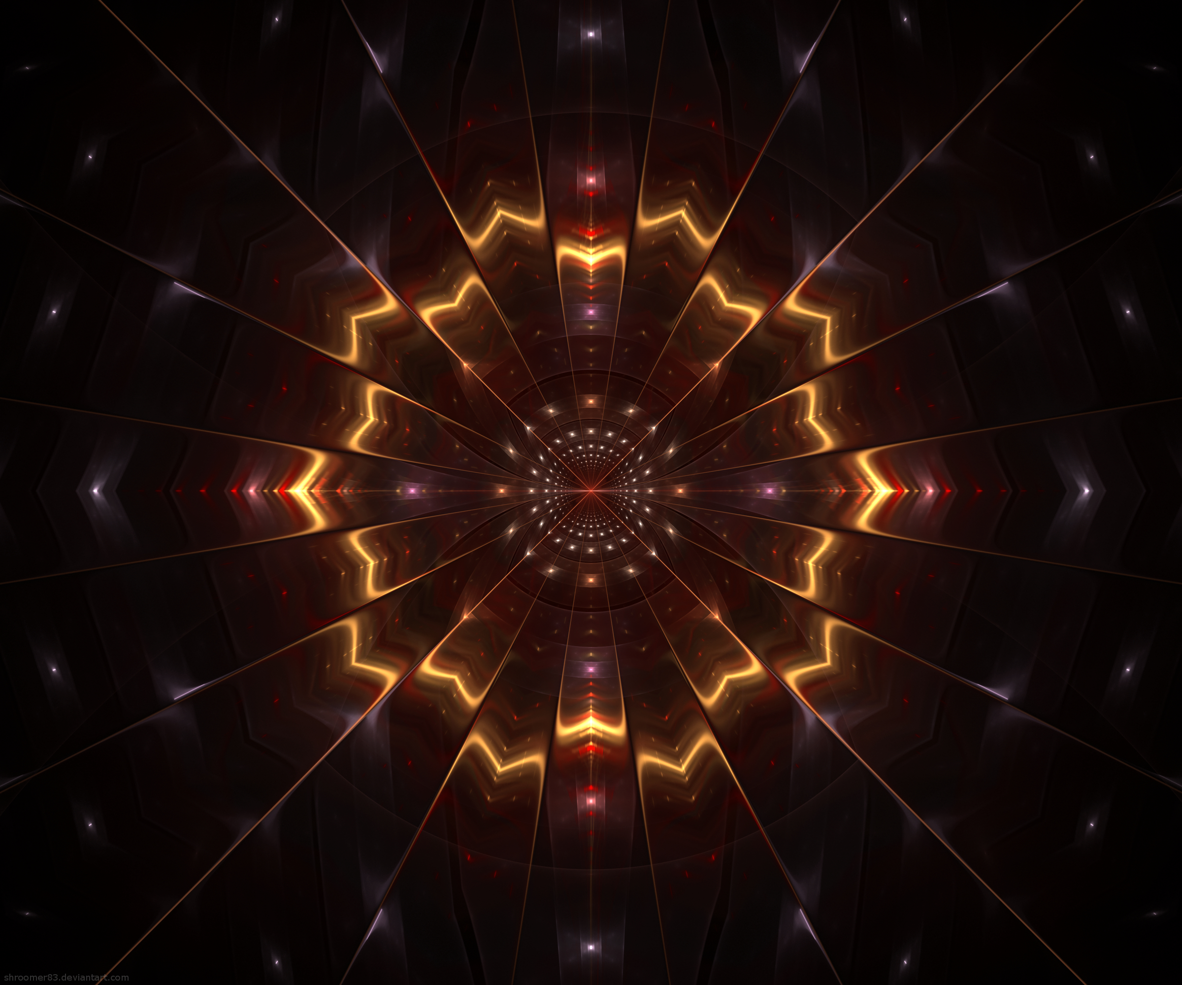 fractal, glow, abstract, pattern, symmetry