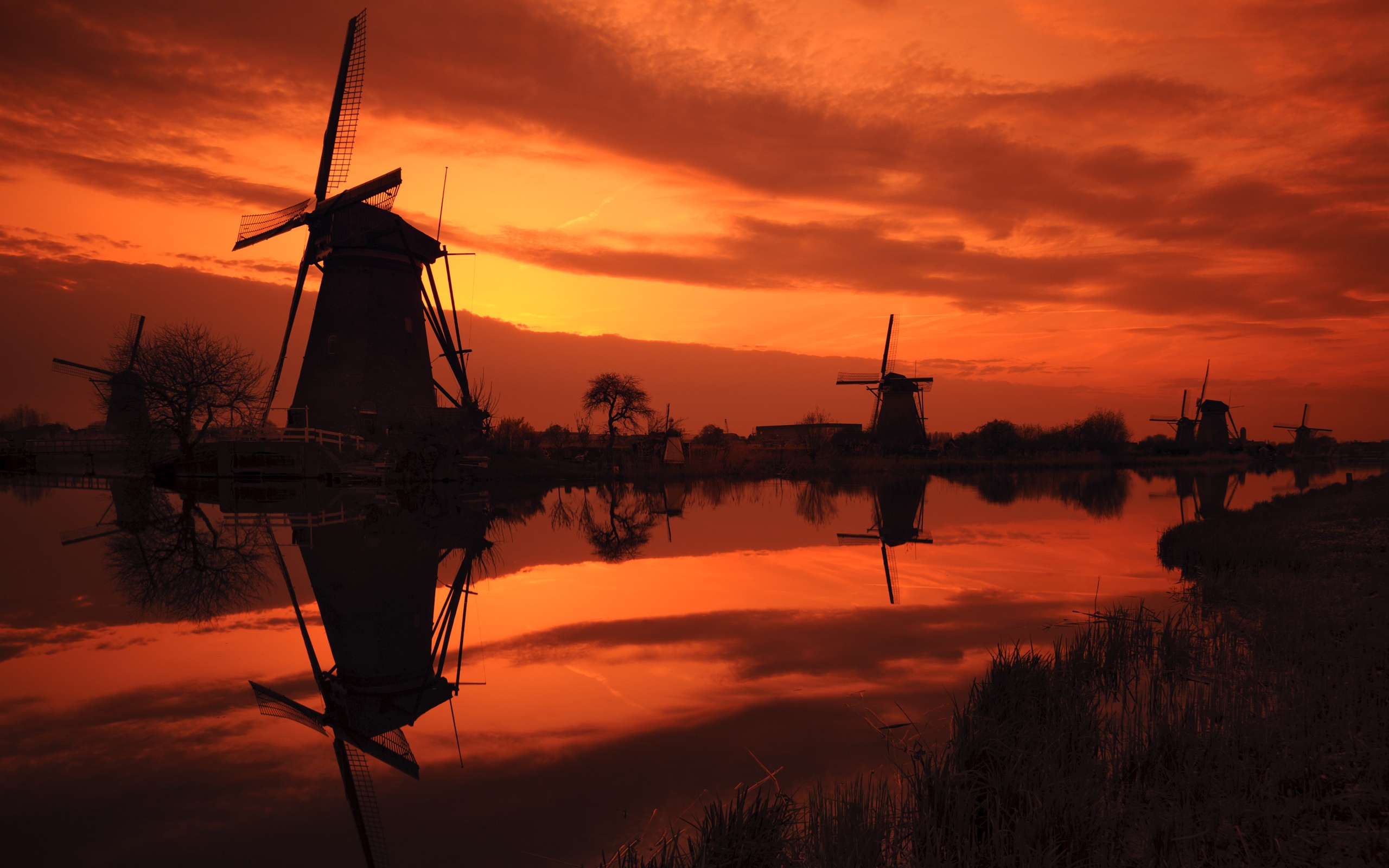 man made, windmill, sky, sunset Phone Background