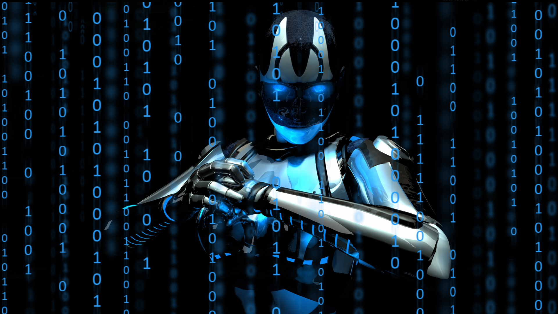 cyborg, sci fi, blue, battlefield download HD wallpaper