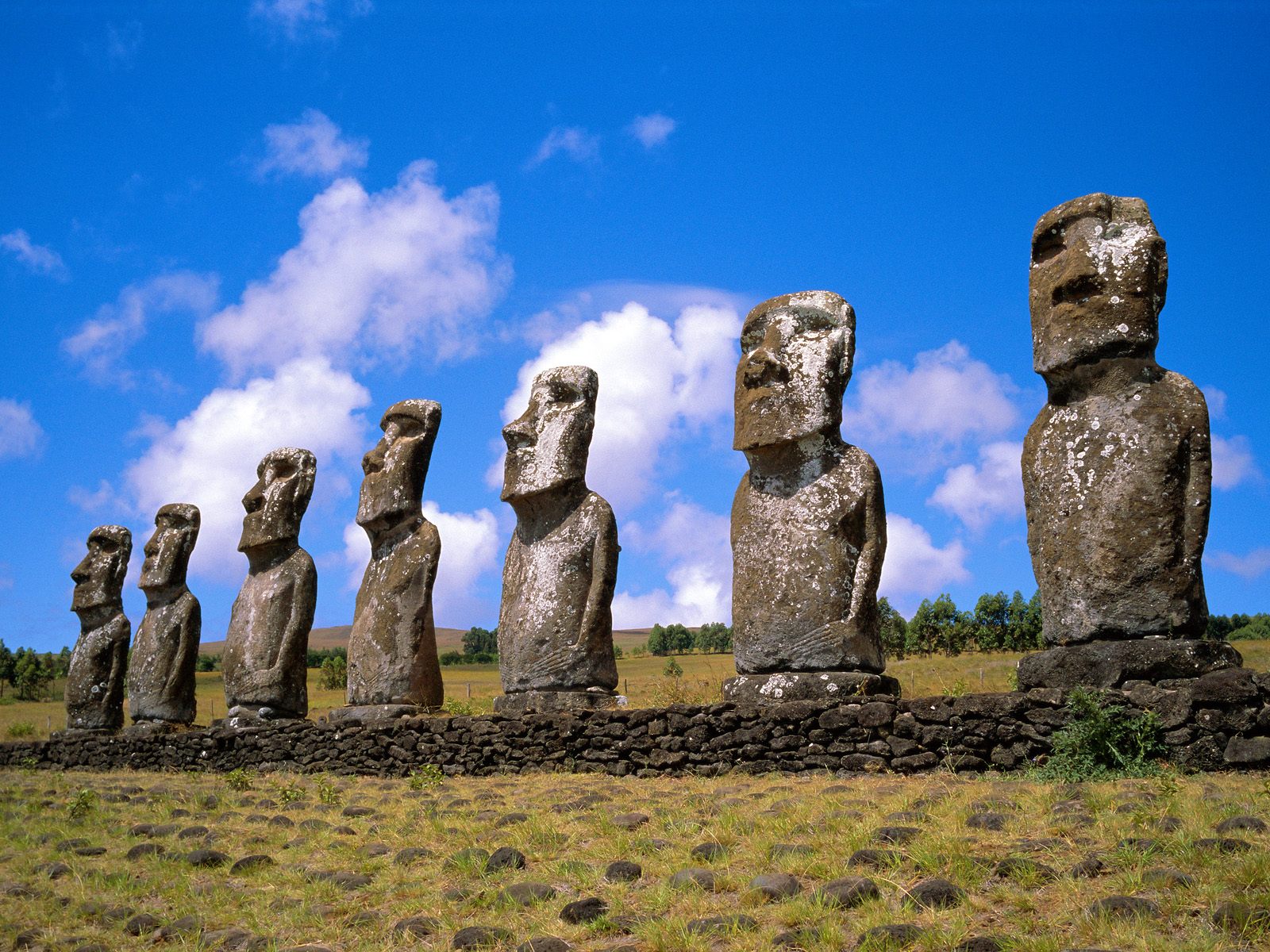 man made, moai, chile, easter island Full HD