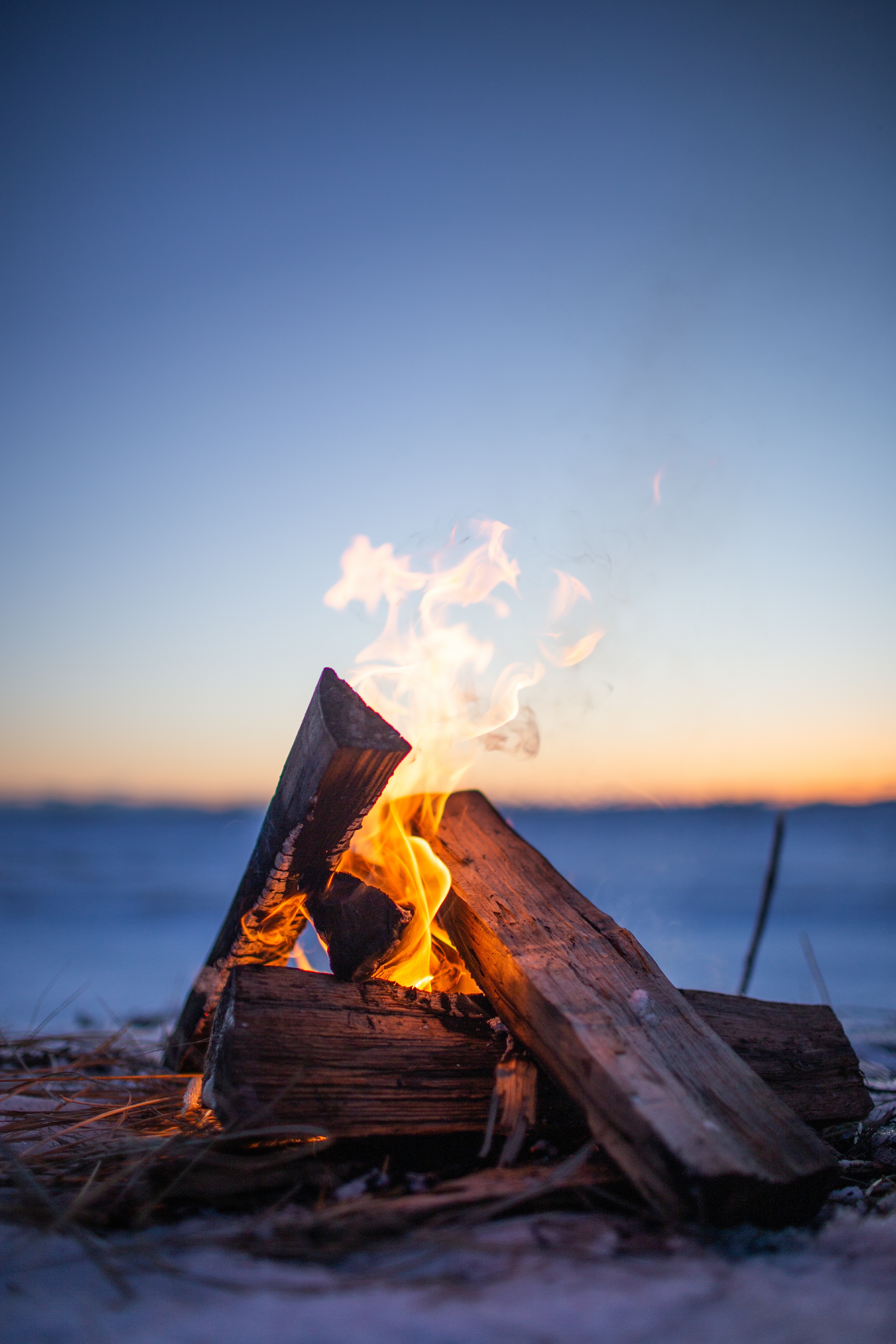 bonfire, firewood, campsite, camping, flame, fire, miscellanea, miscellaneous, evening