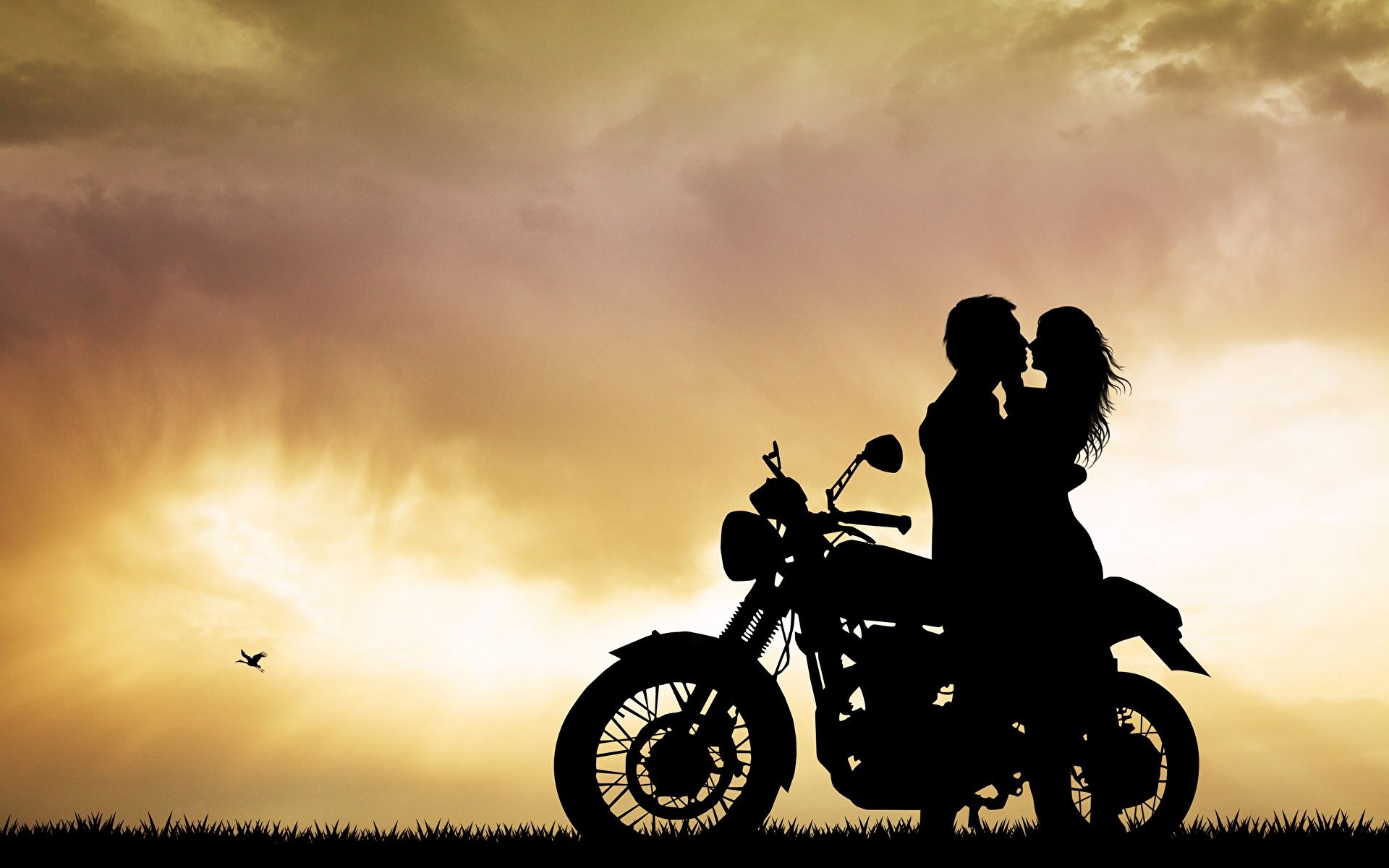 Картина пара на мотоцикле