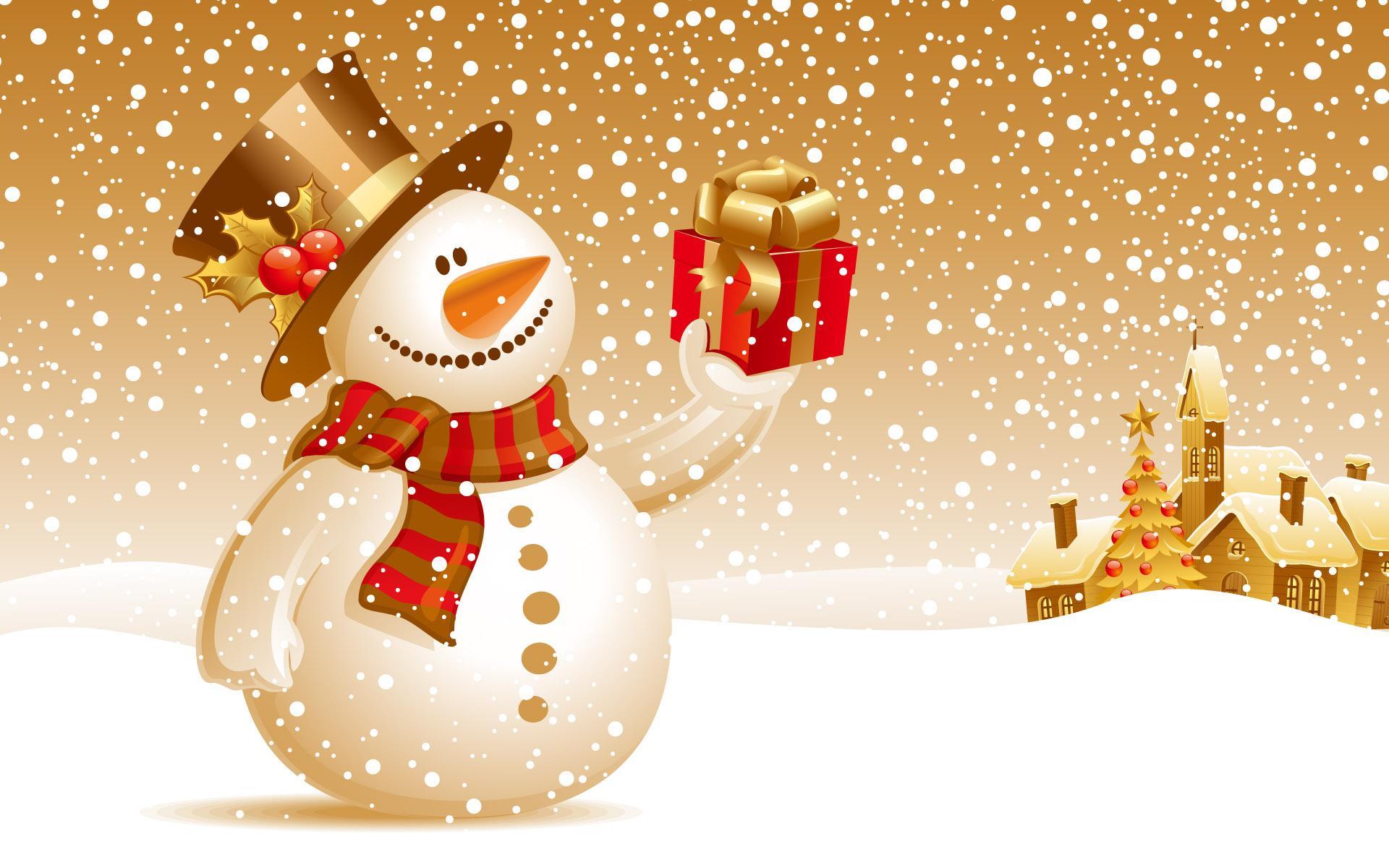 14101 скачать обои праздники, снеговики, новый год (new year), рисунки, рождество (christmas xmas), оранжевые - заставки и картинки бесплатно