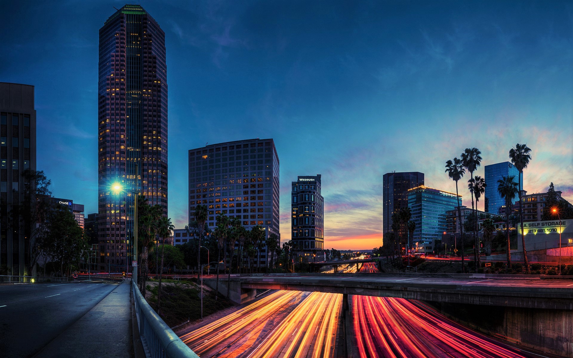 Los Angeles Night Light trails Cityscape Skyscraper HD Wallpapers   Desktop and Mobile Images  Photos