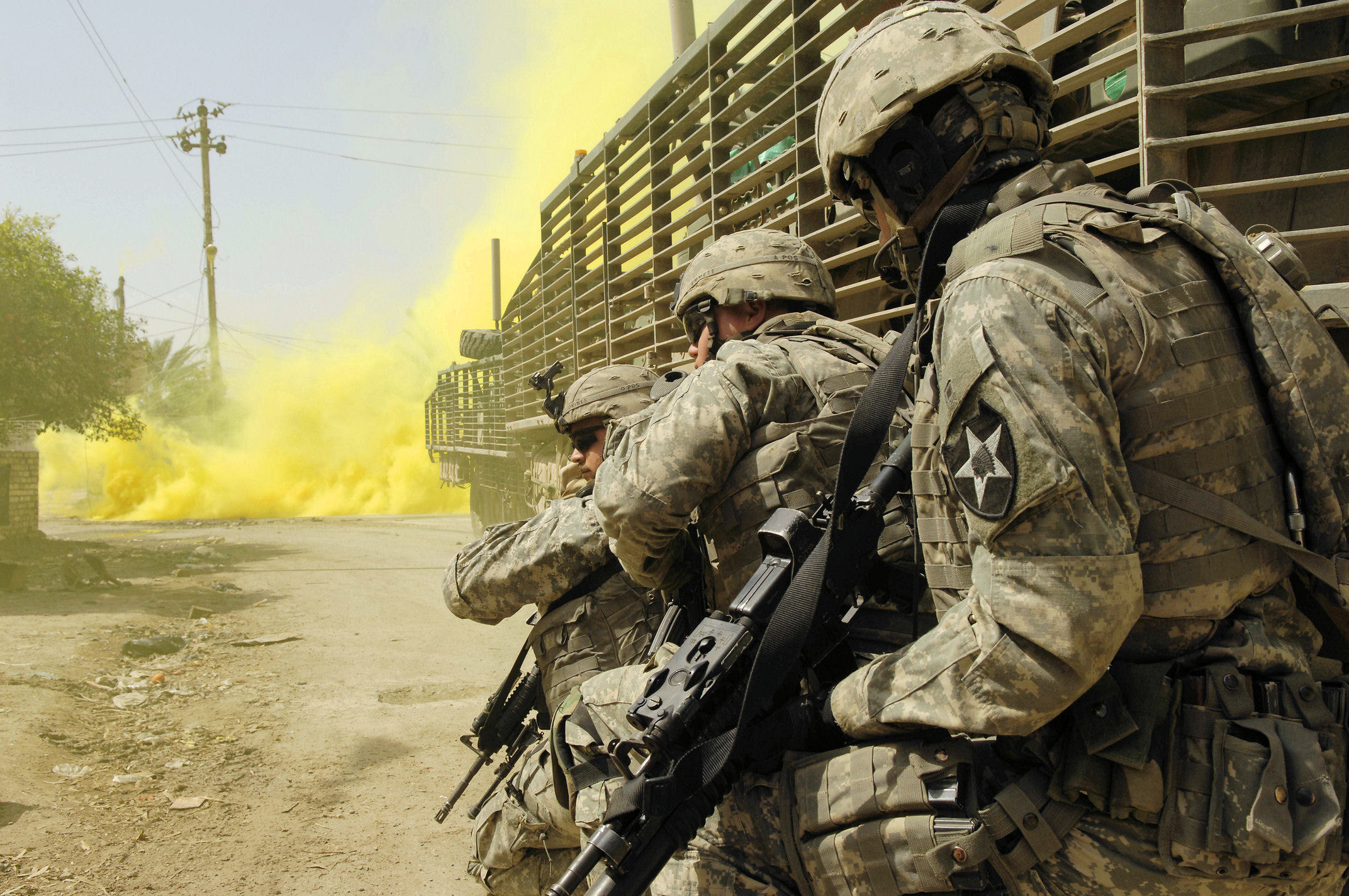 military, soldier, smoke grenade cellphone