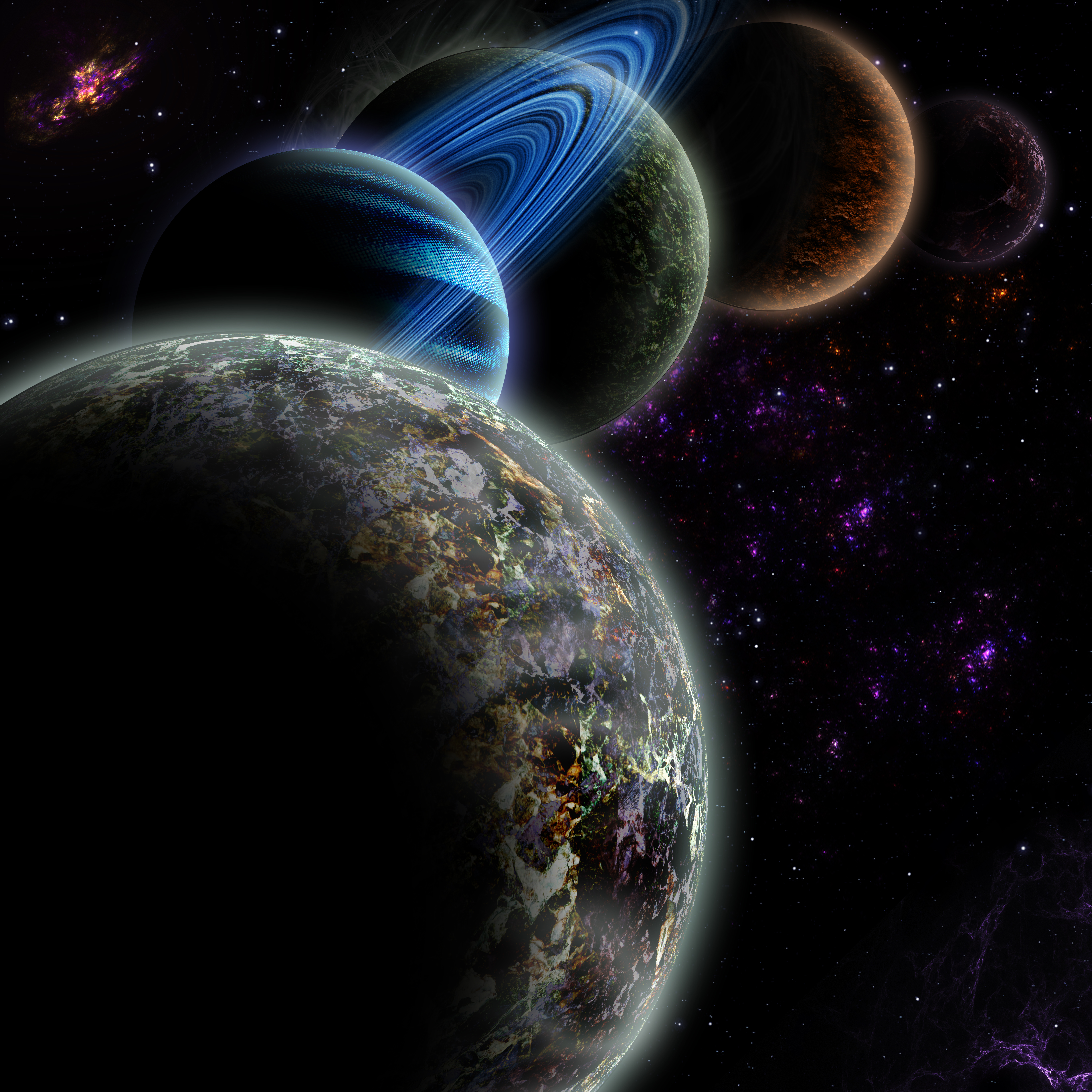 galaxy, universe, planets, stars phone background