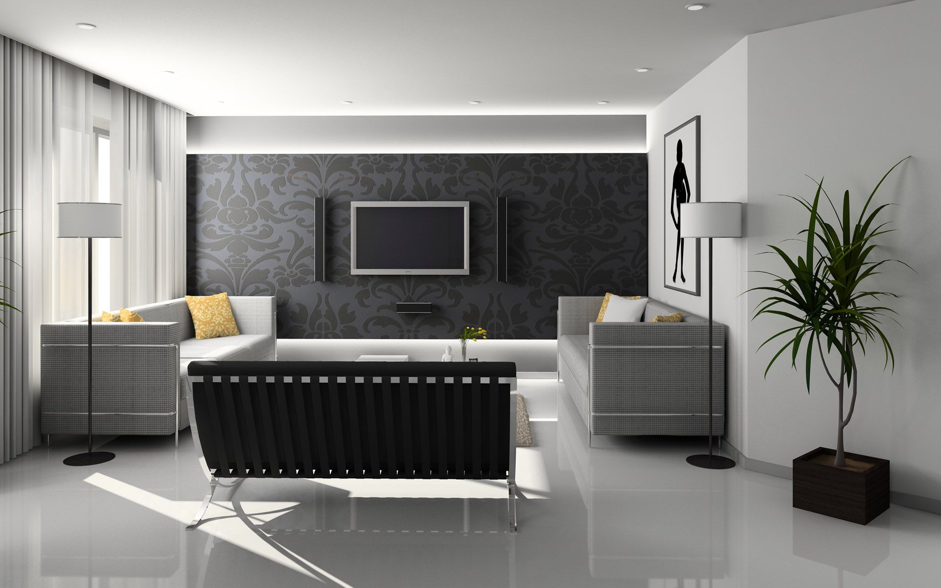 HD wallpaper living room, interior, miscellanea, miscellaneous, room, style, sofa, television, television set