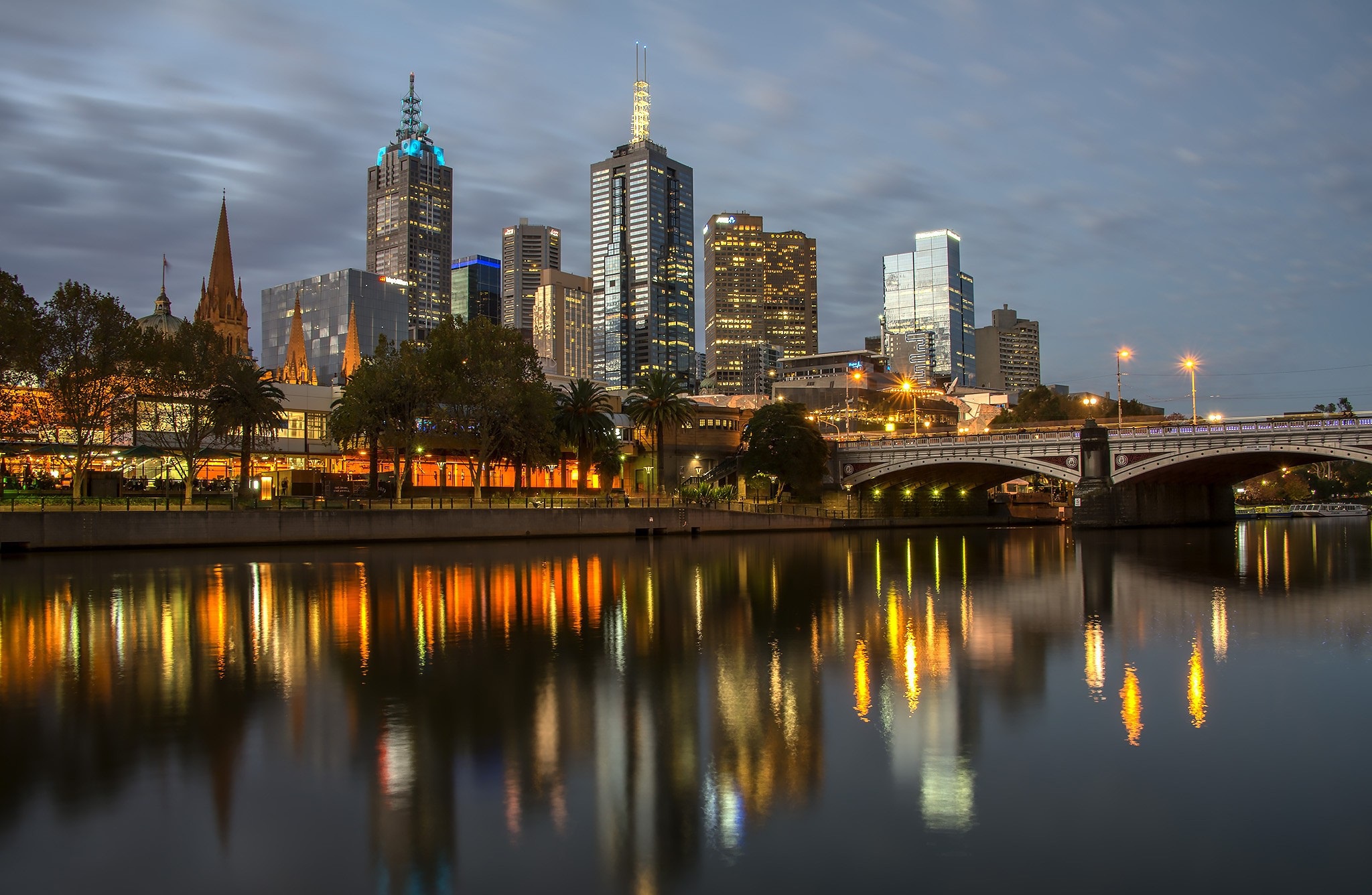 Download mobile wallpaper Cities, Night, City, Skyscraper, Building, Reflection, Australia, Melbourne, Man Made for free.