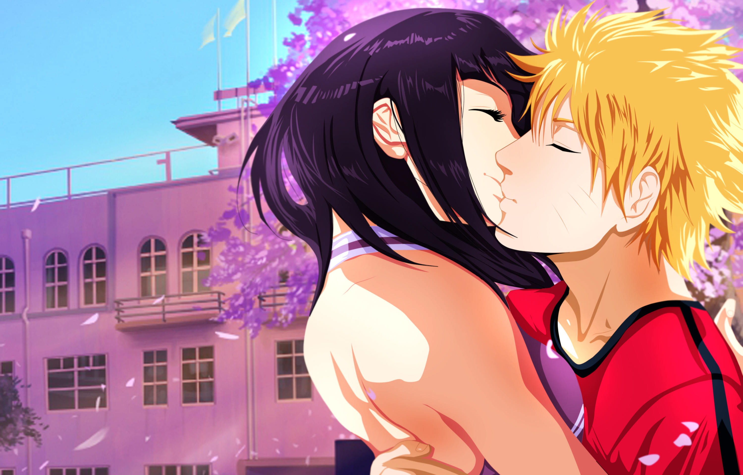 Хината и Наруто любовь поцелуй