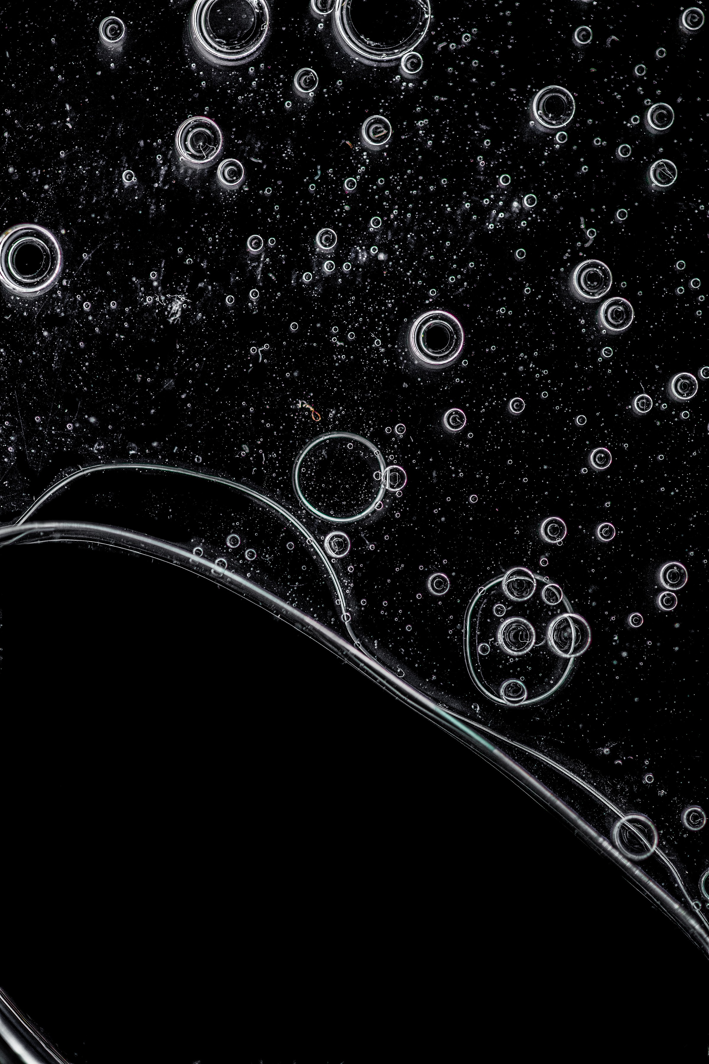 water, bubbles, black