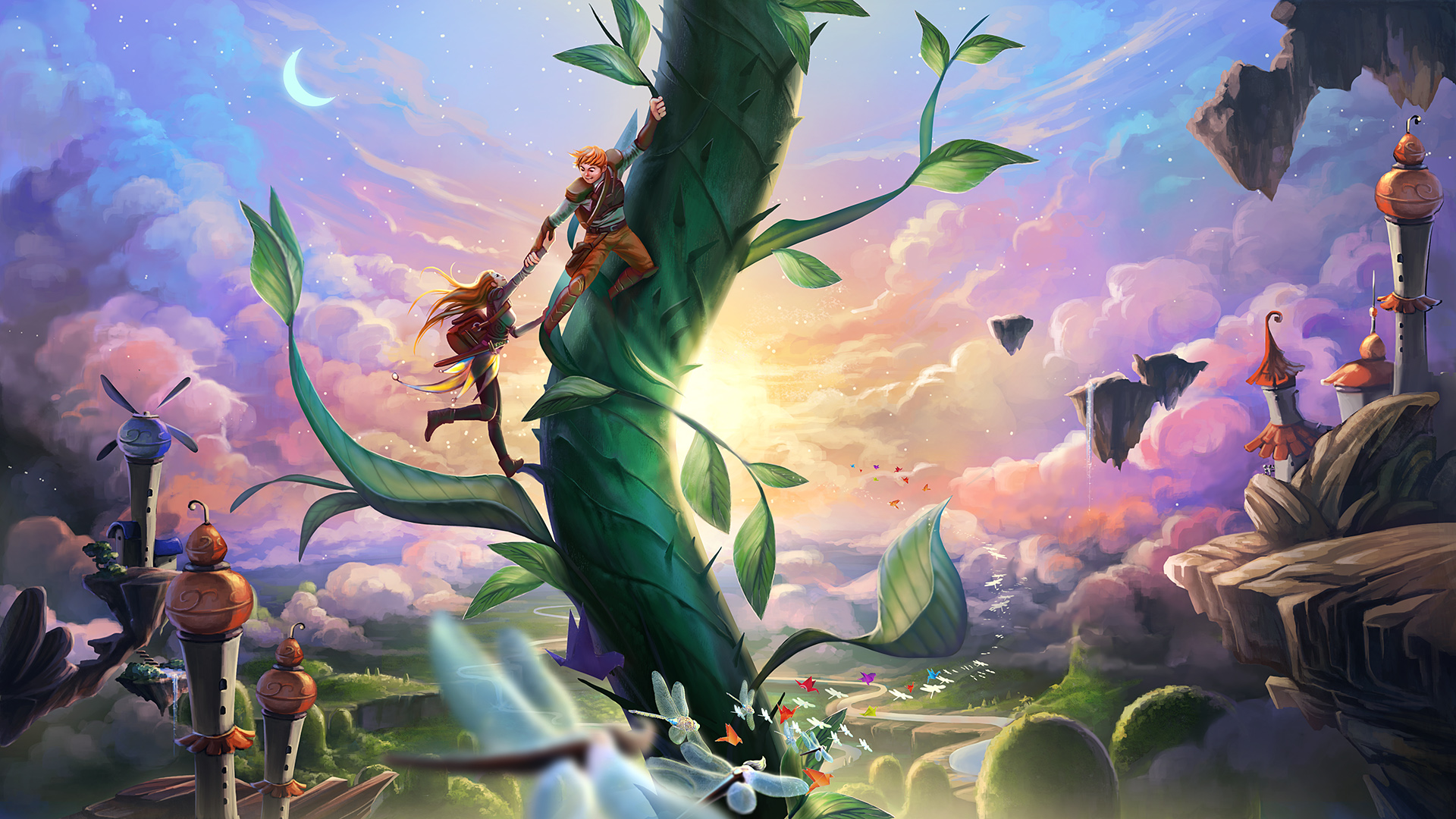 artistic, fantasy, fairy tale, jack and the beanstalk Full HD