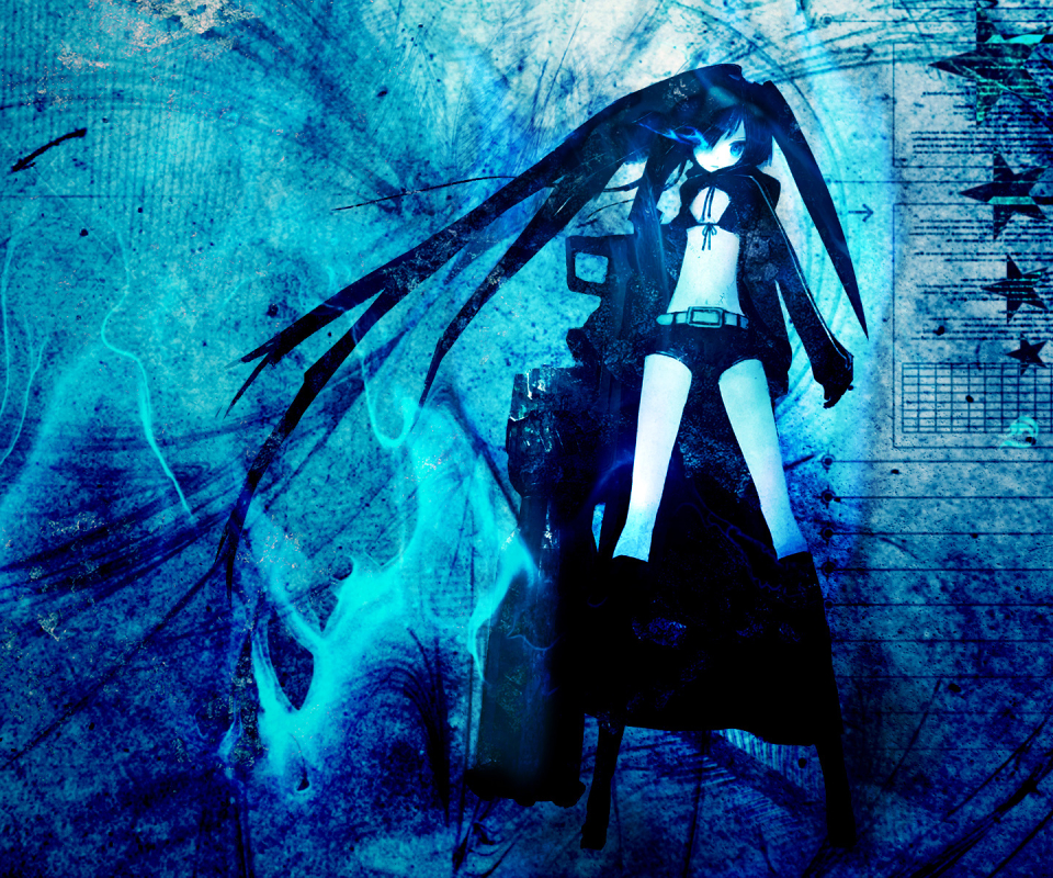 anime, black rock shooter, cannon, weapon 4K