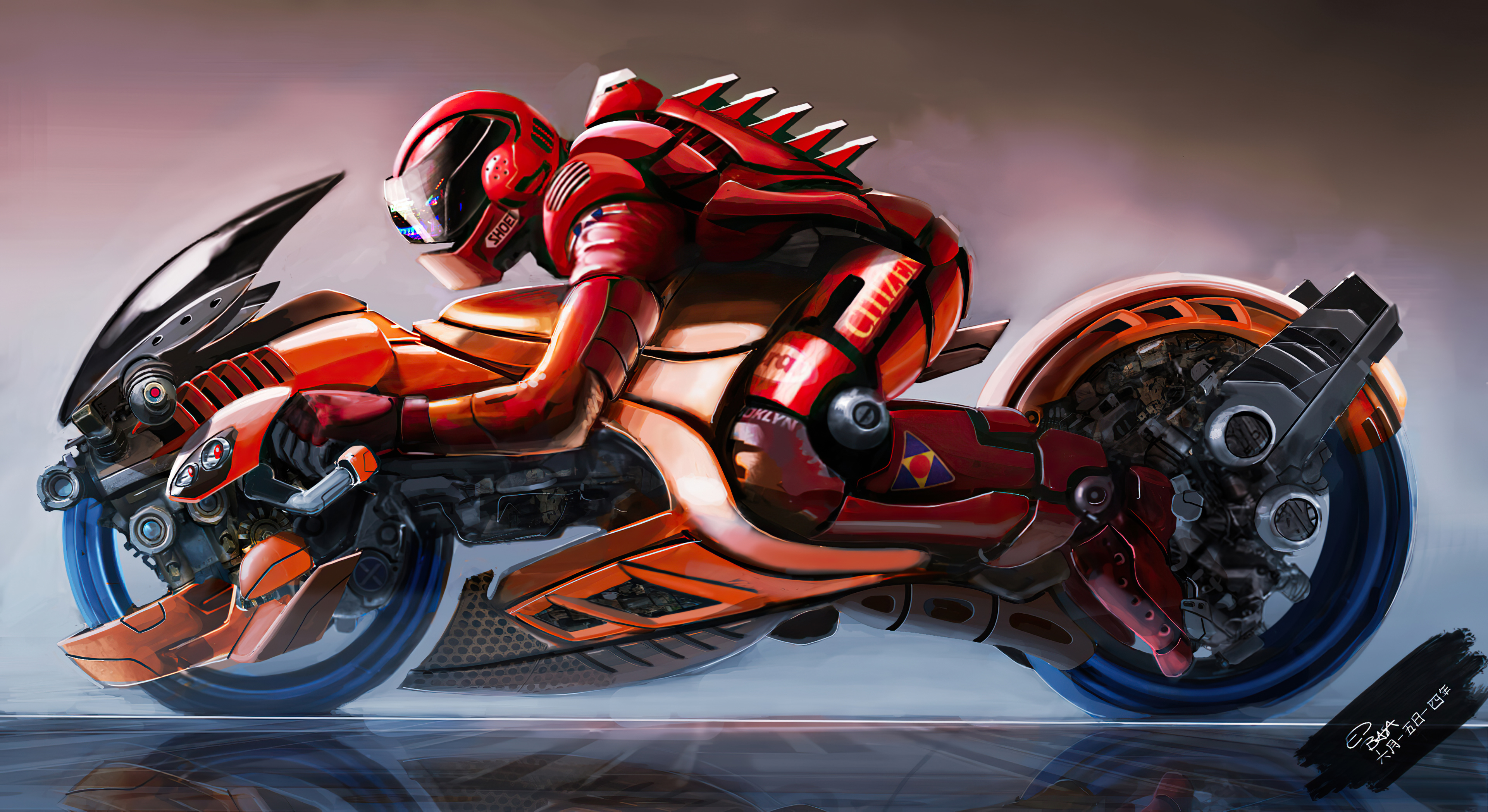 Cyberpunk motorcycle art фото 31