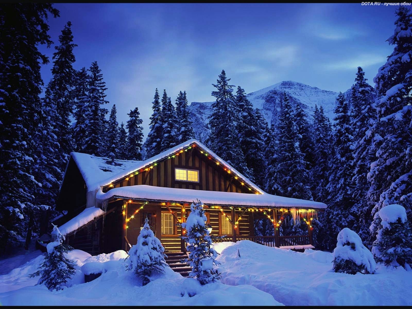 winter, landscape, houses, new year, christmas xmas, blue 5K