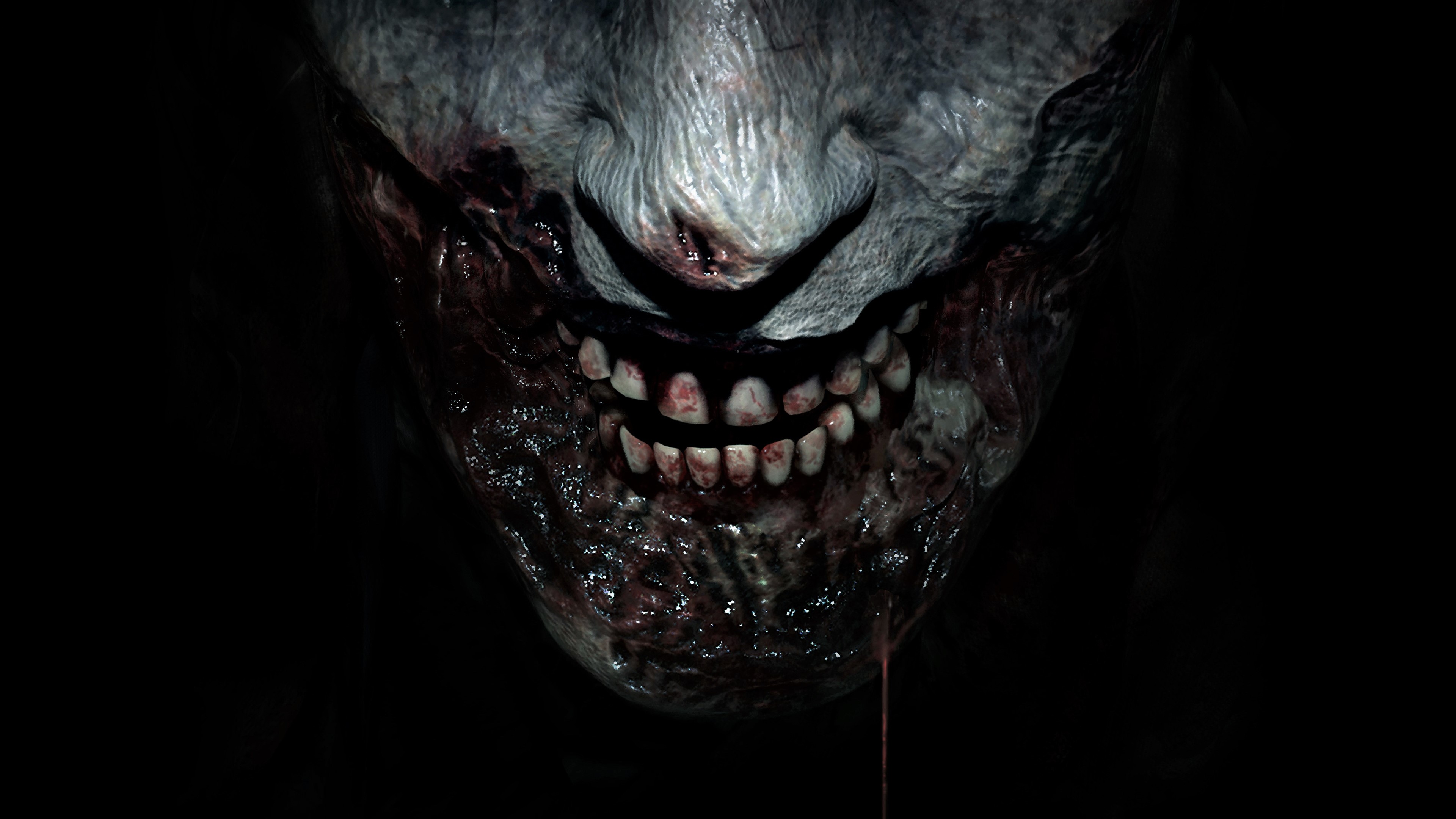video game, resident evil 2 (2019), blood, dark, scary, teeth, zombie, resident evil UHD