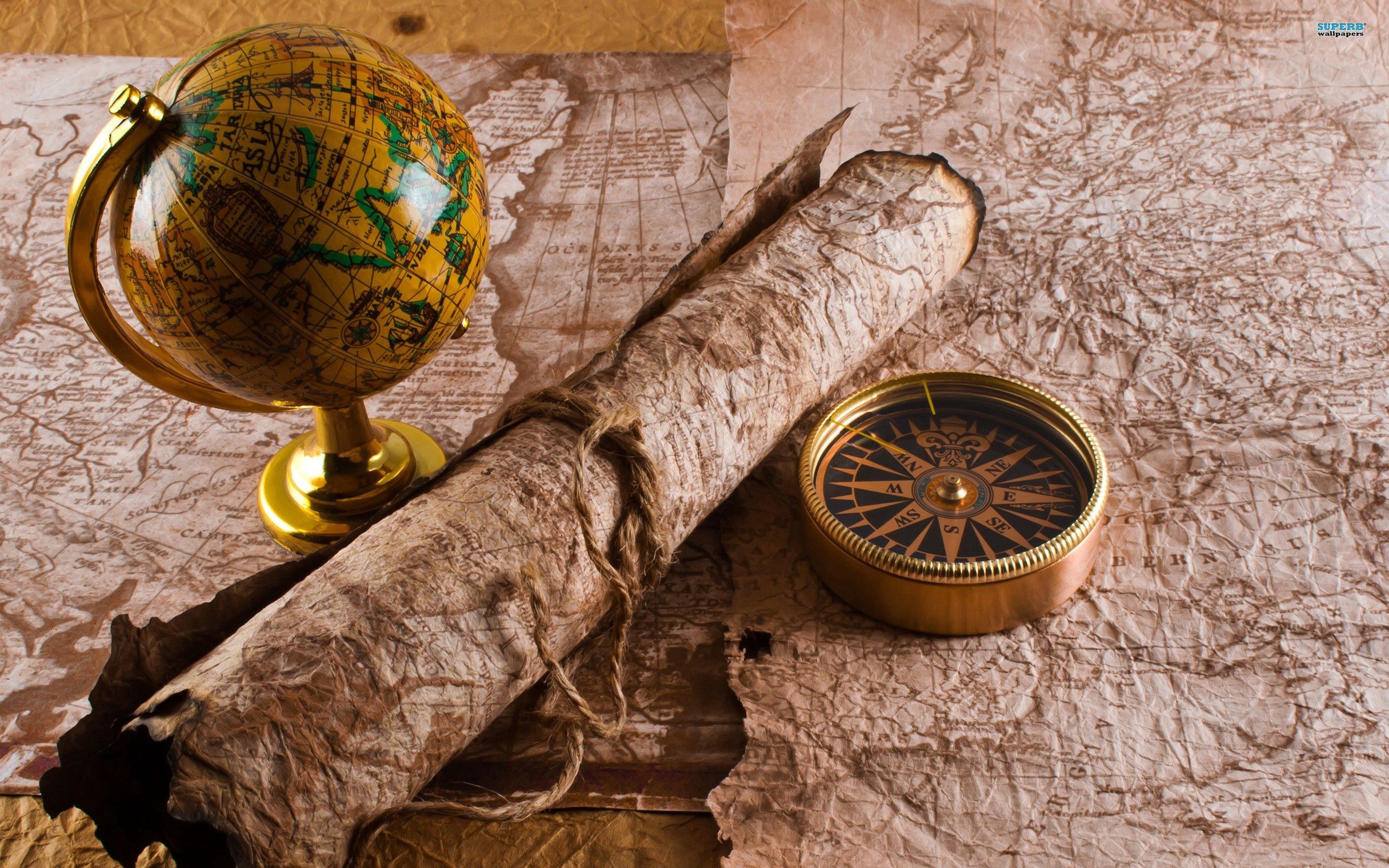 compass, miscellaneous, miscellanea, journey, table, map, globe 5K