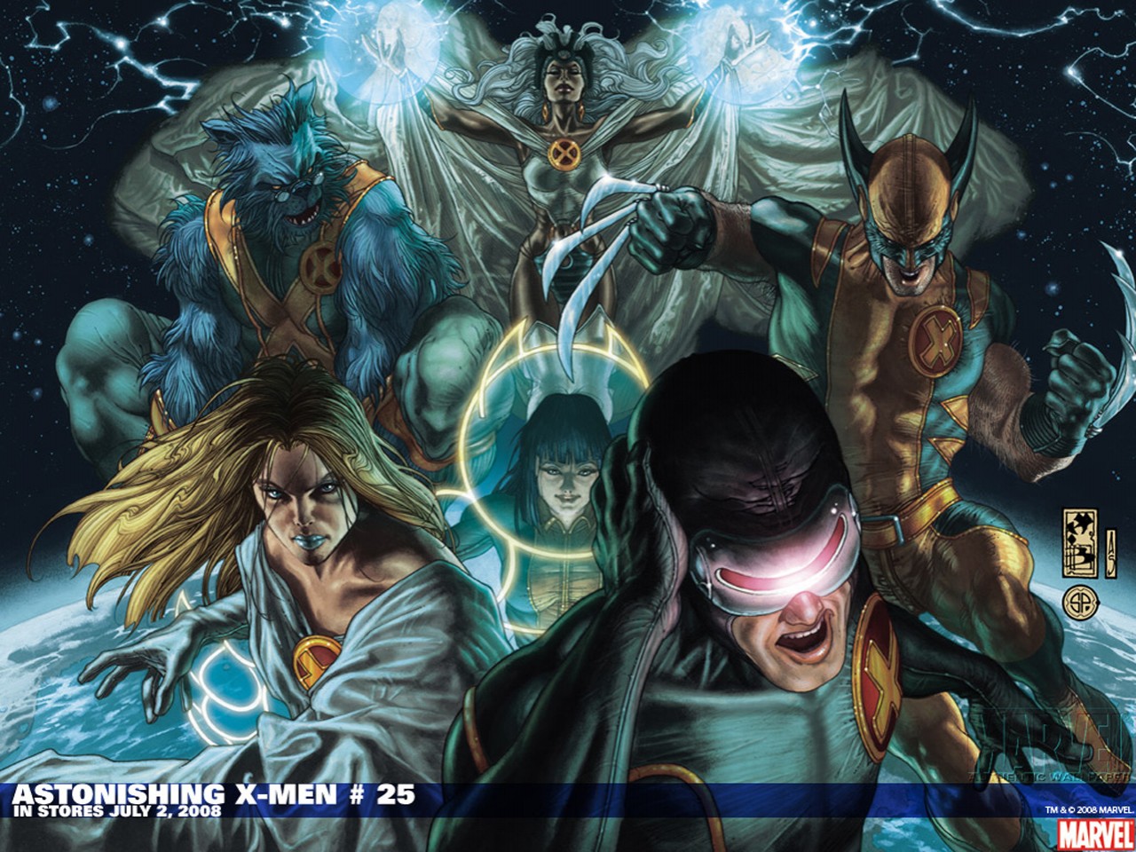 HD wallpaper comics, astonishing x men, beast (marvel comics), cyclops (marvel comics), emma frost, storm (marvel comics), wolverine