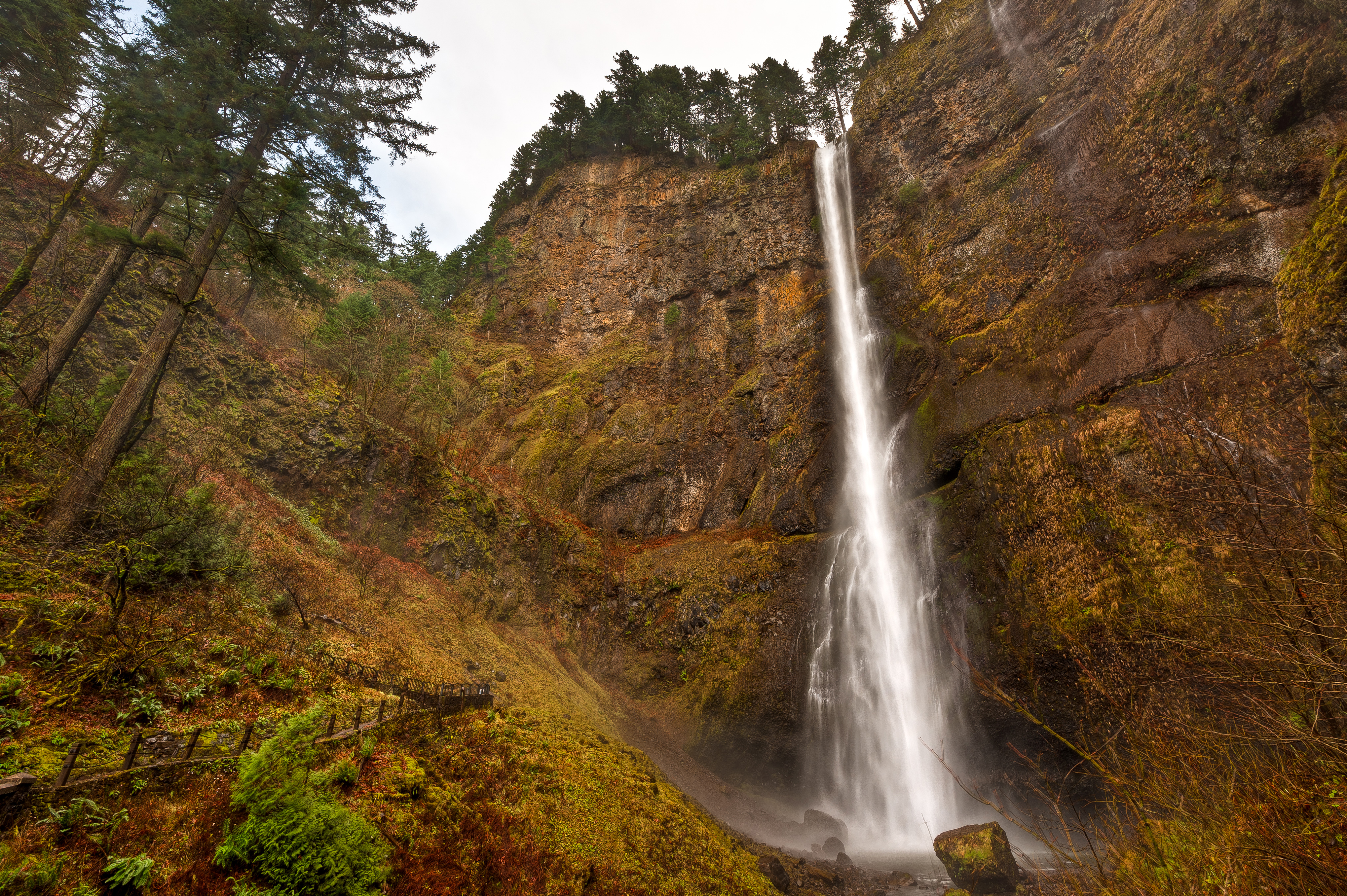 earth, waterfall, cliff, multnomah falls, nature, oregon, usa, waterfalls