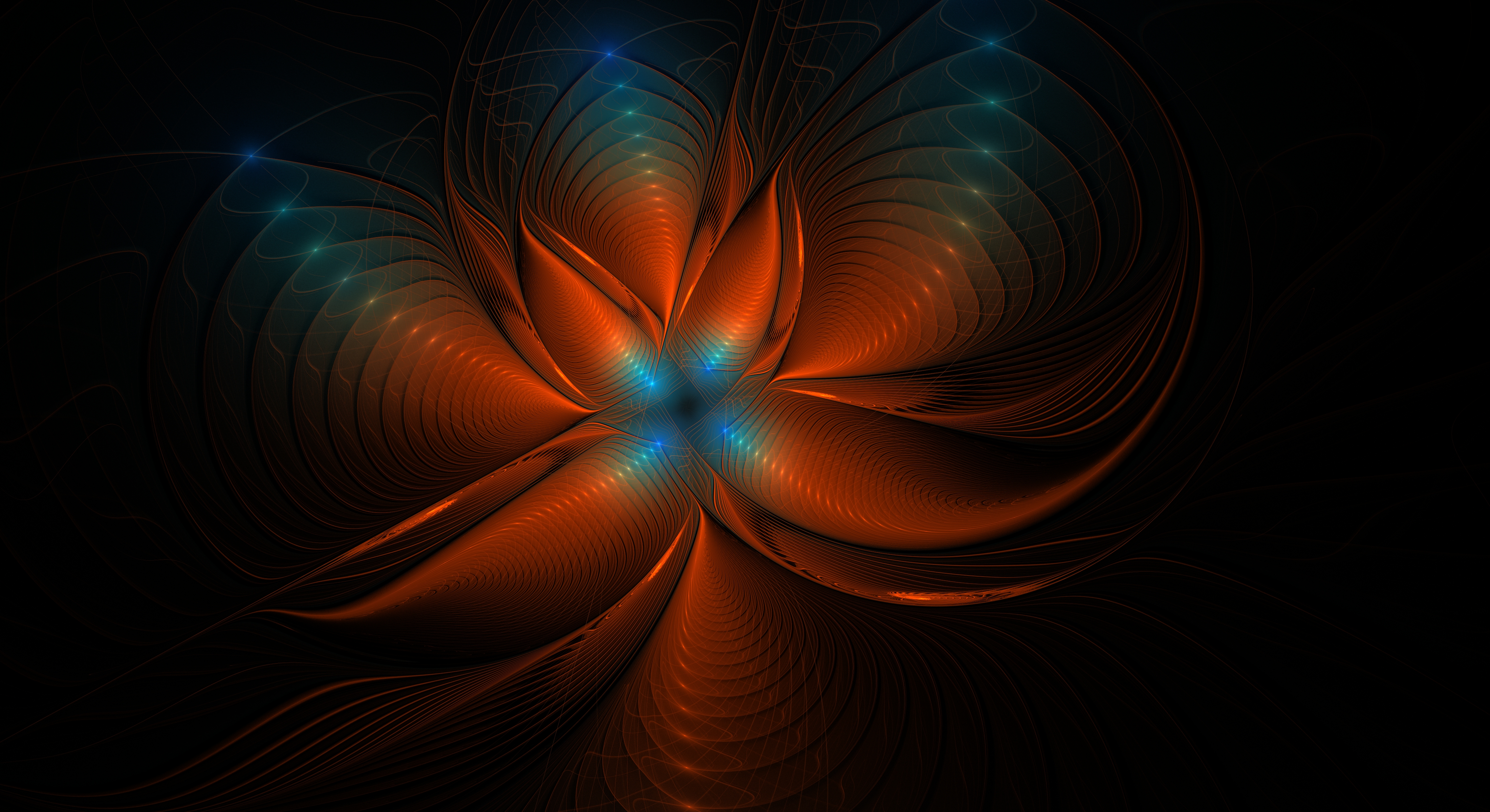 glow, fractal, confused, abstract, blue, brown, intricate HD wallpaper