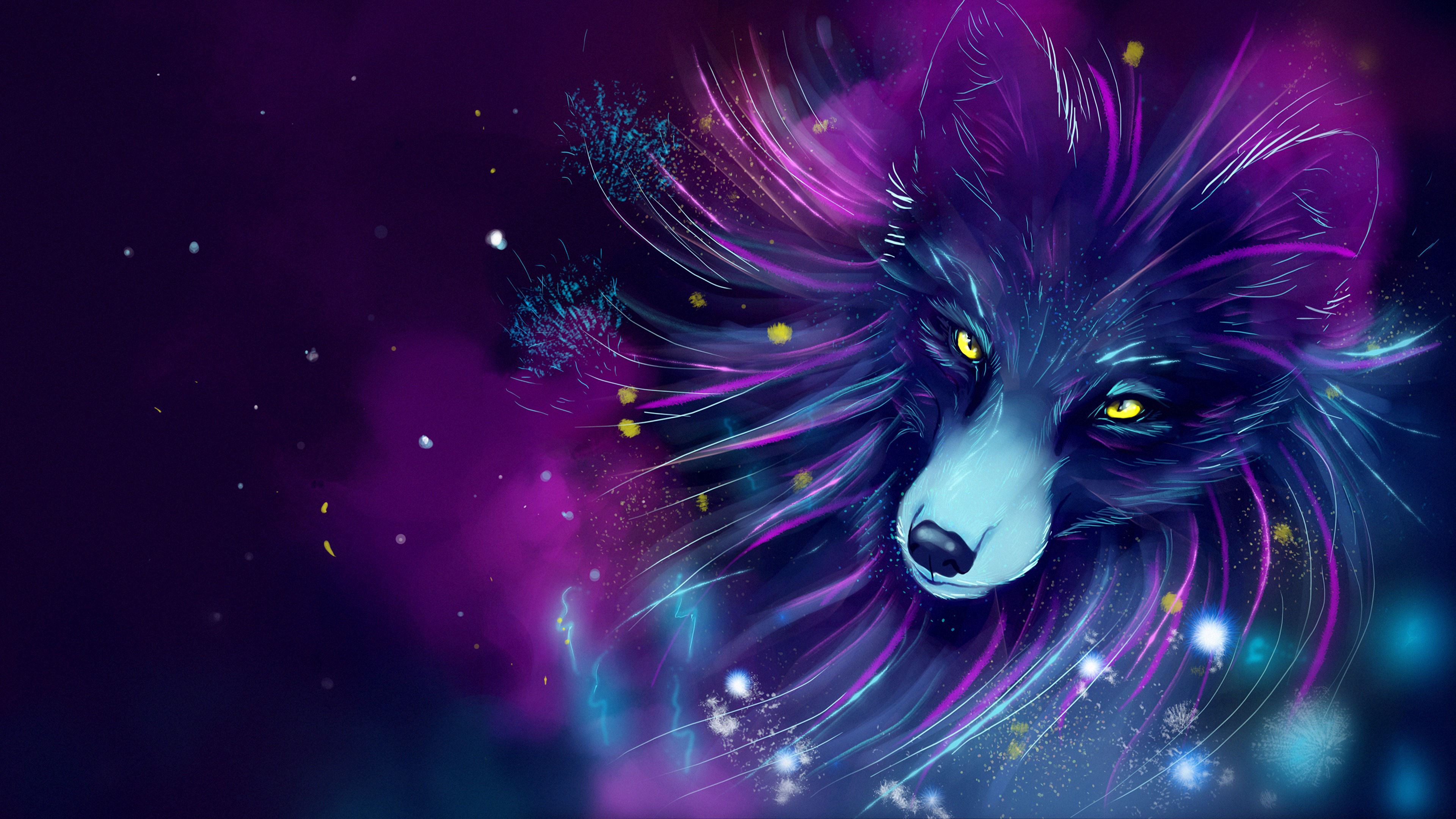space, purple, violet, art, fox, cosmic