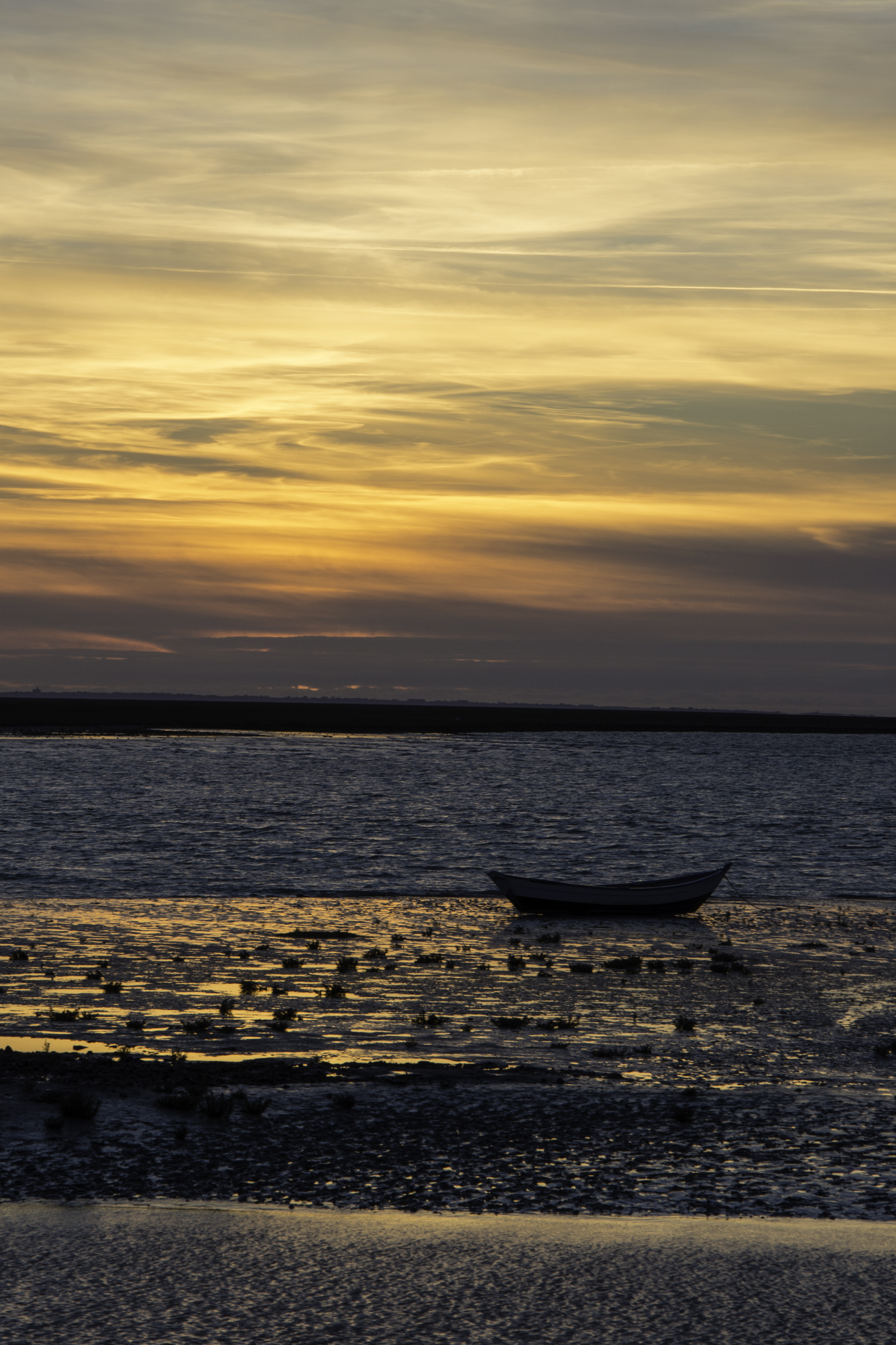 Download mobile wallpaper Boat, Nature, Horizon, Sunset for free.