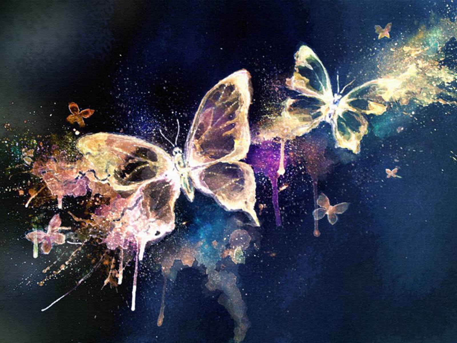 artistic, butterfly, watercolor Panoramic Wallpaper