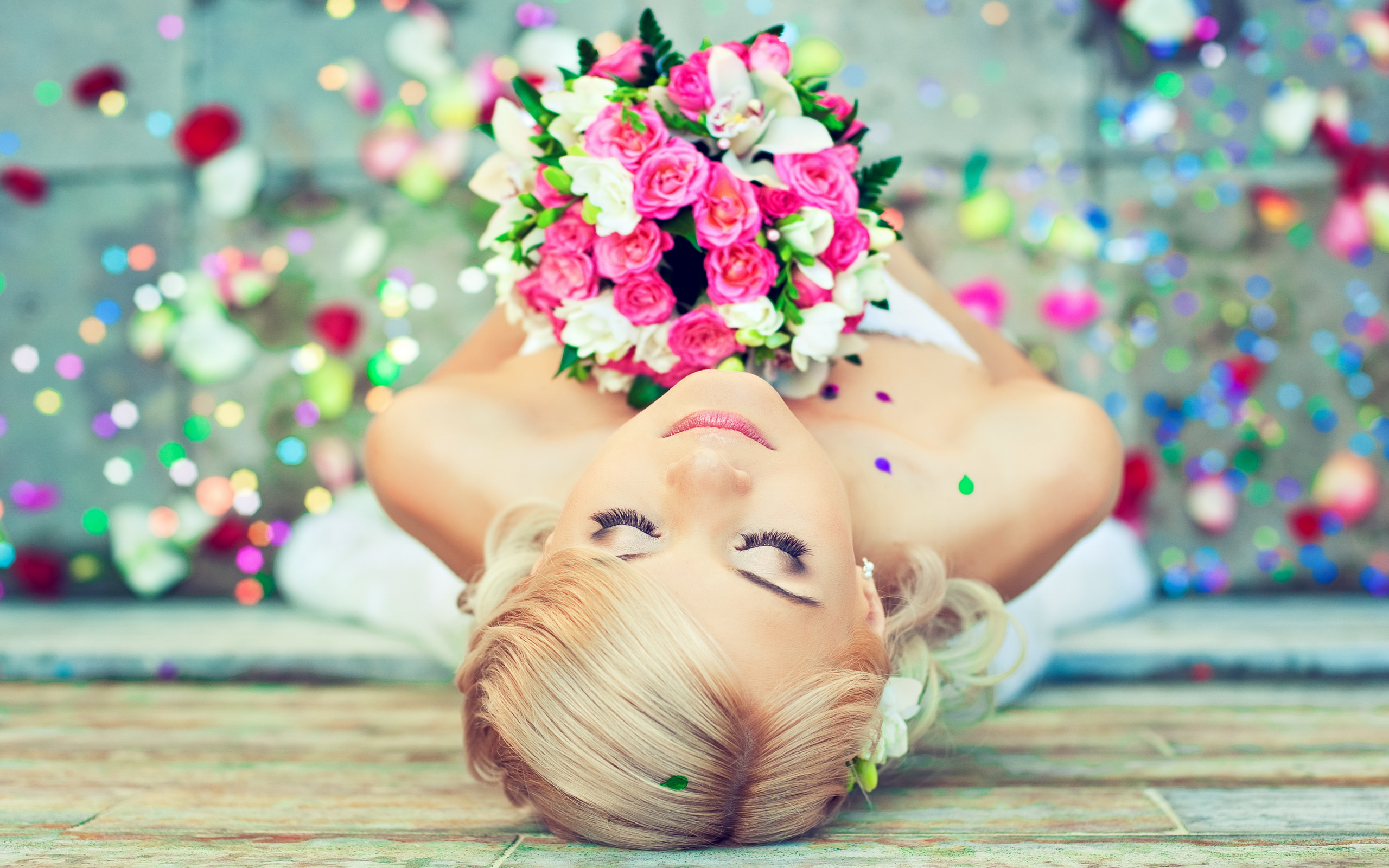 Full HD Wallpaper women, bride, bouquet, flower, mood