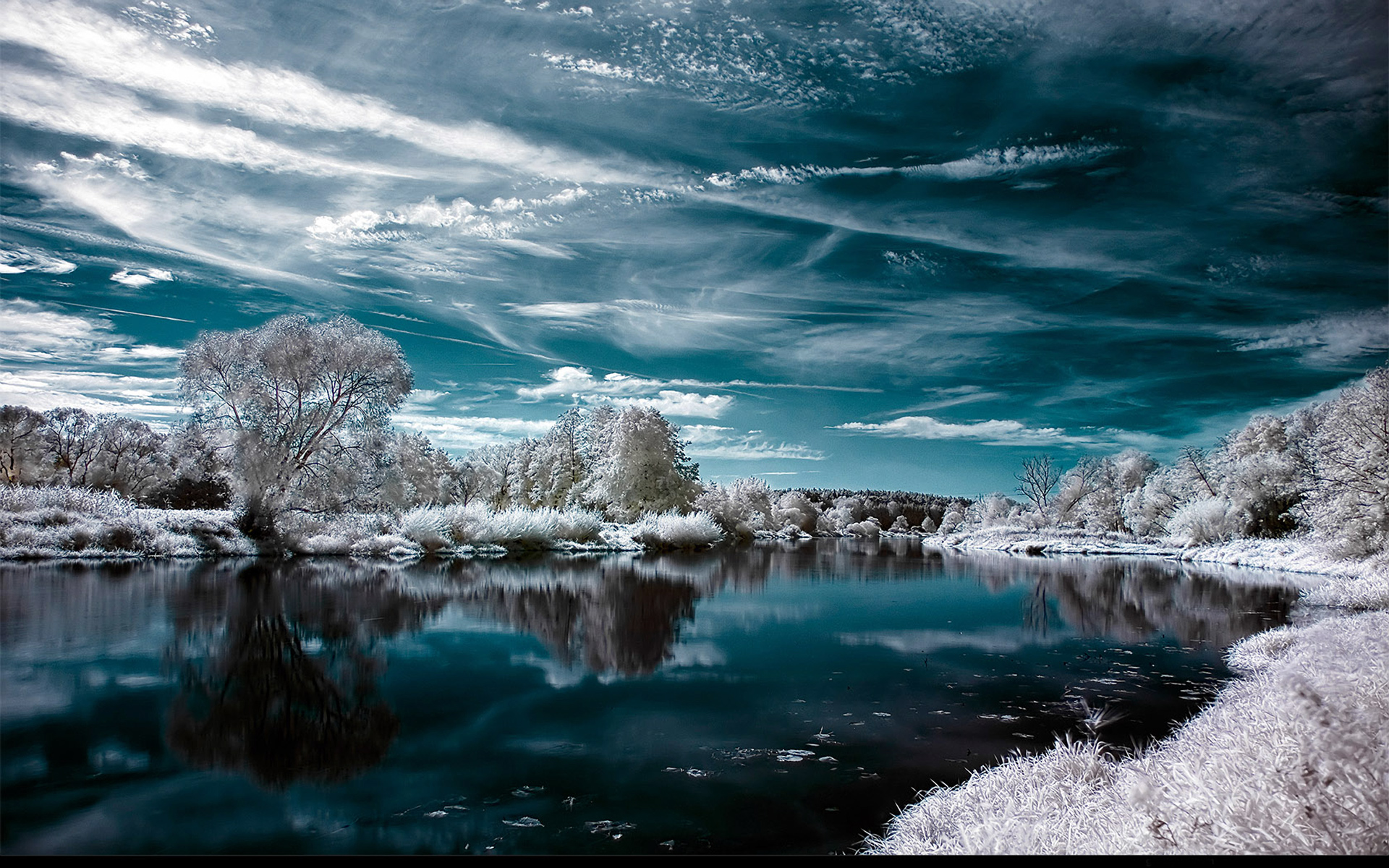 water, winter, sky, reflection, earth 1080p
