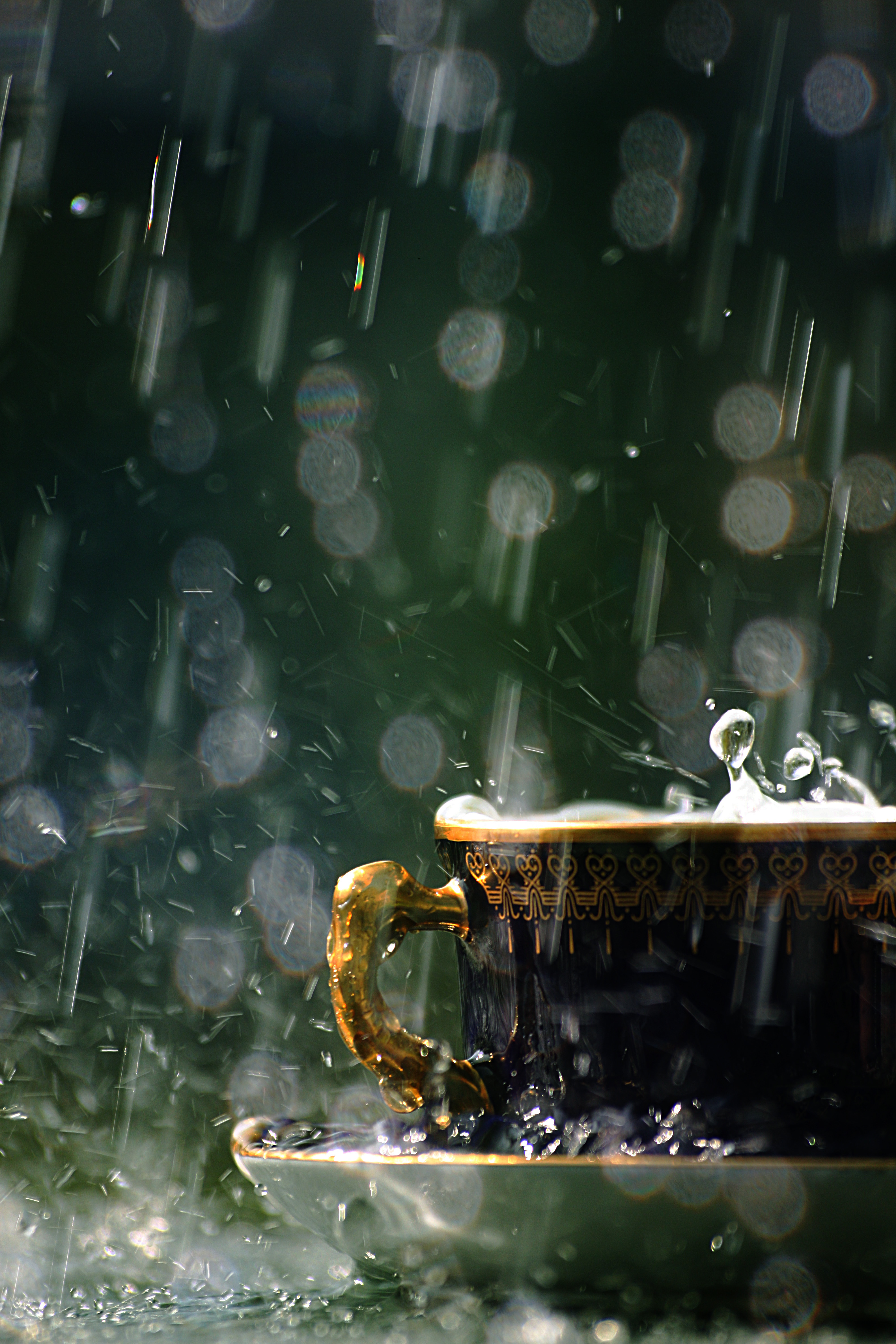 rain, background, cups, drops