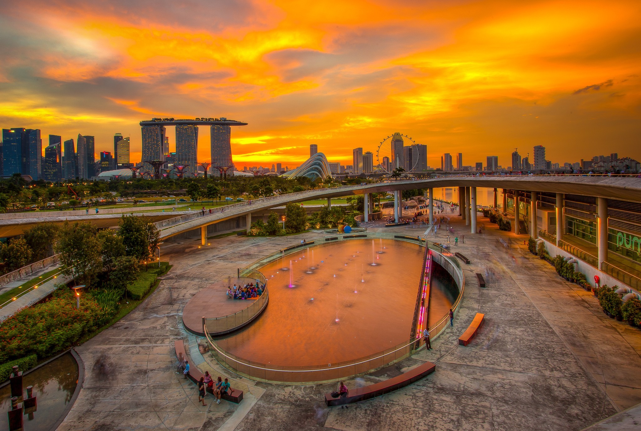 sunset, man made, singapore, marina bay sands, cities
