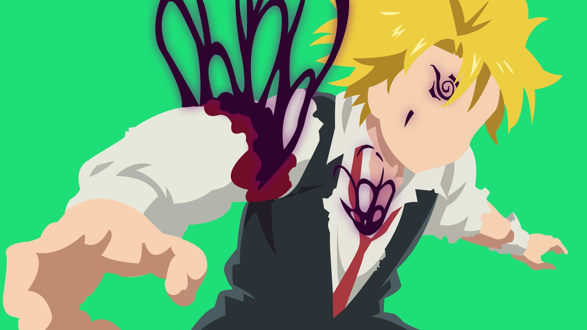 anime, the seven deadly sins, blonde, blood, meliodas (the seven deadly sins), minimalist, tattoo, tie, wound Phone Background