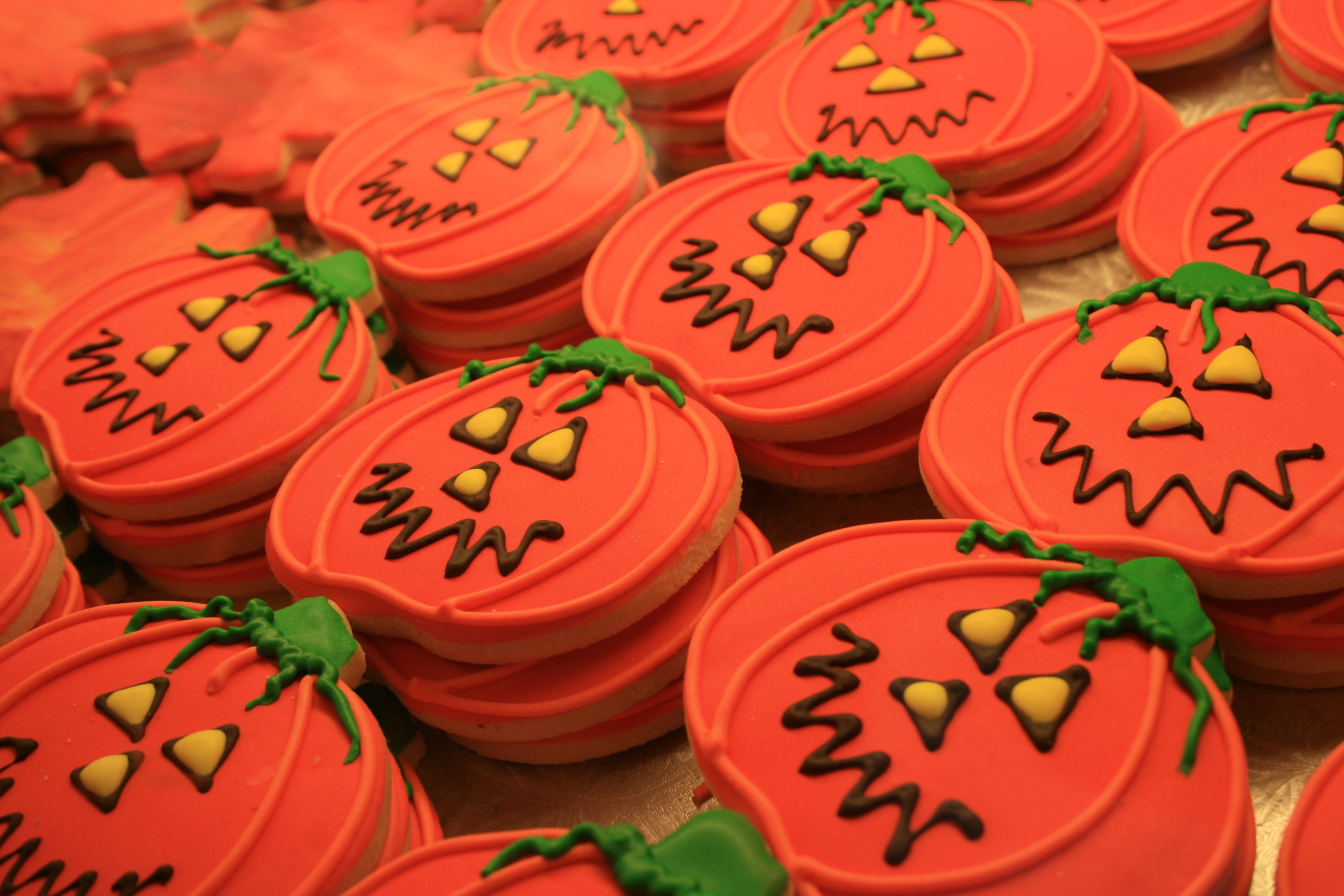 holidays, halloween, cookies, pumpkin, glaze 1080p
