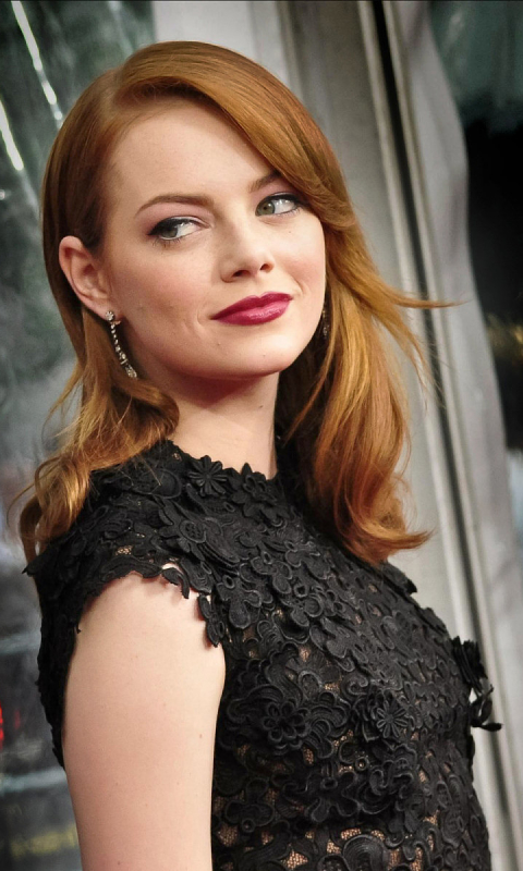 Download mobile wallpaper Emma Stone, Smile, Redhead, American, Celebrity, Actress, Lipstick for free.