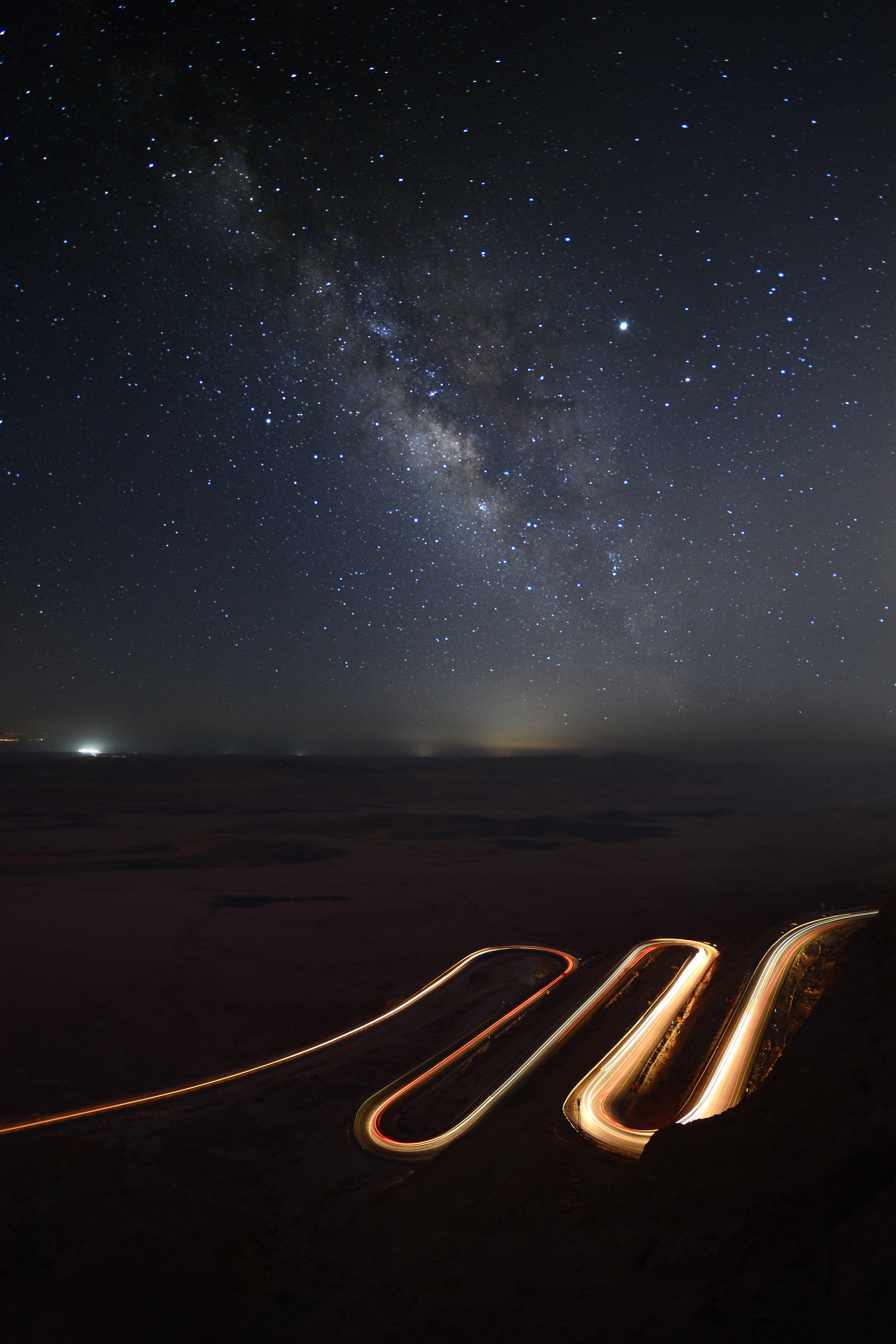 road, dark, night, view from above, winding, sinuous