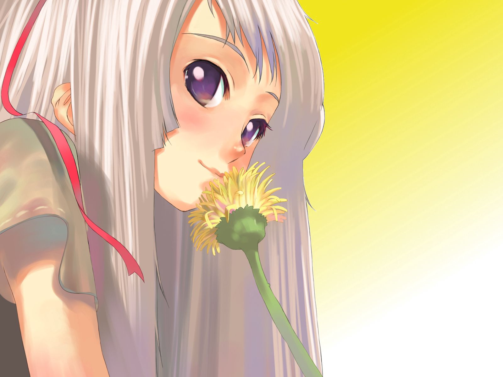 Download mobile wallpaper Flower, Dandelion, Blonde, Girl, Anime for free.